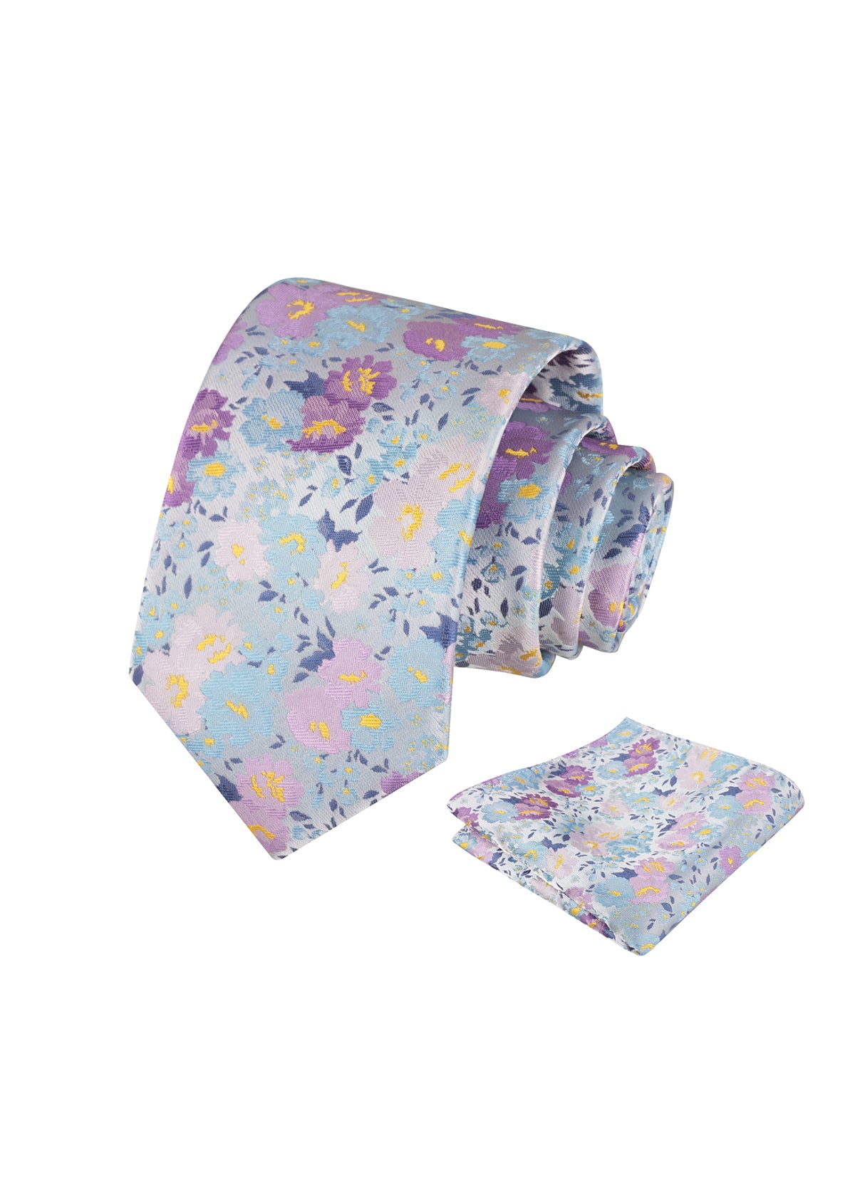 Mens 3.15inch Impressionist Painterly Garden-themed Necktie with Floral Printed Pocket Square-920