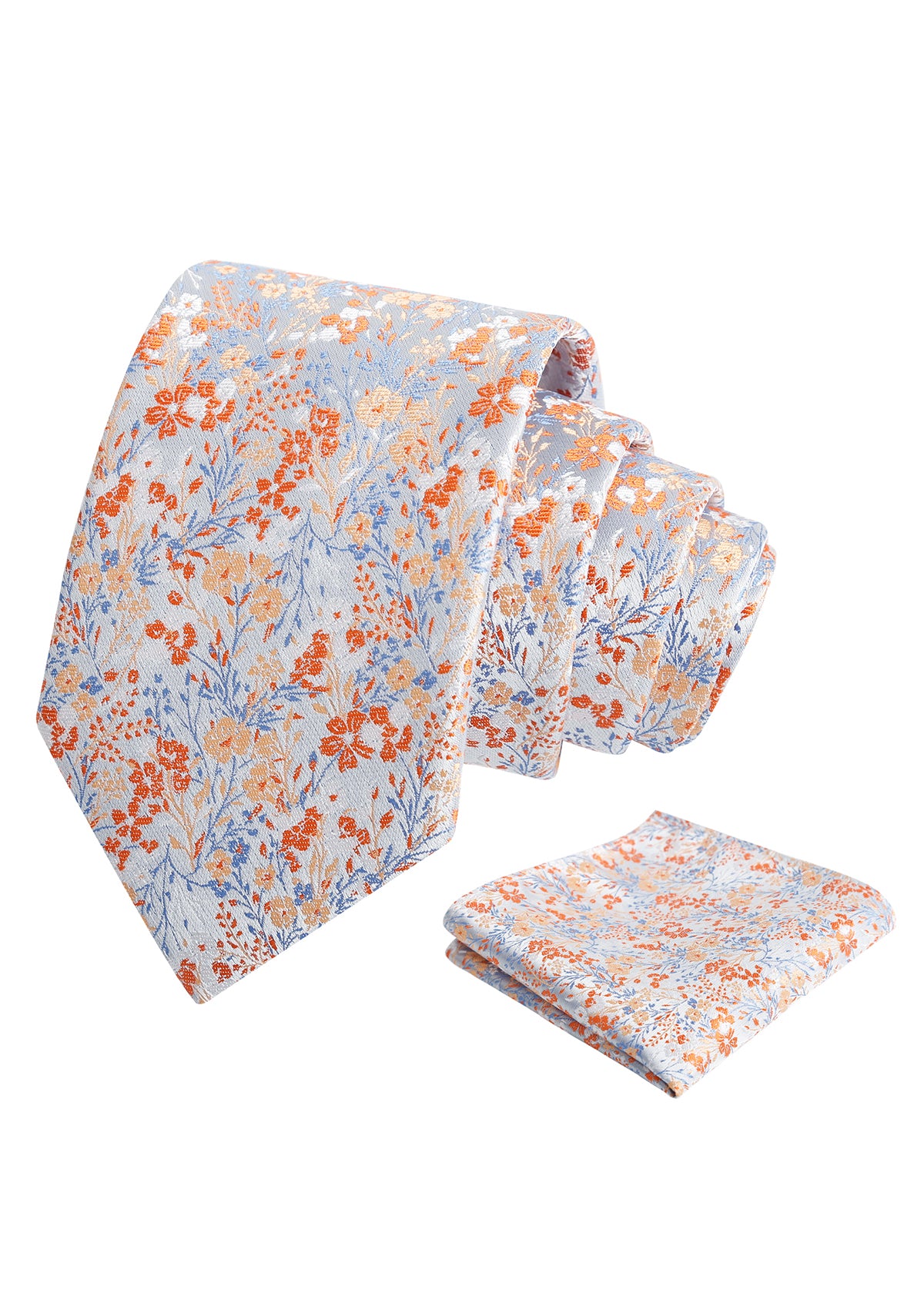 Mens 3.15inch Delicate Colorful Floral Tie with Garden Flower Print Pocket Square-918