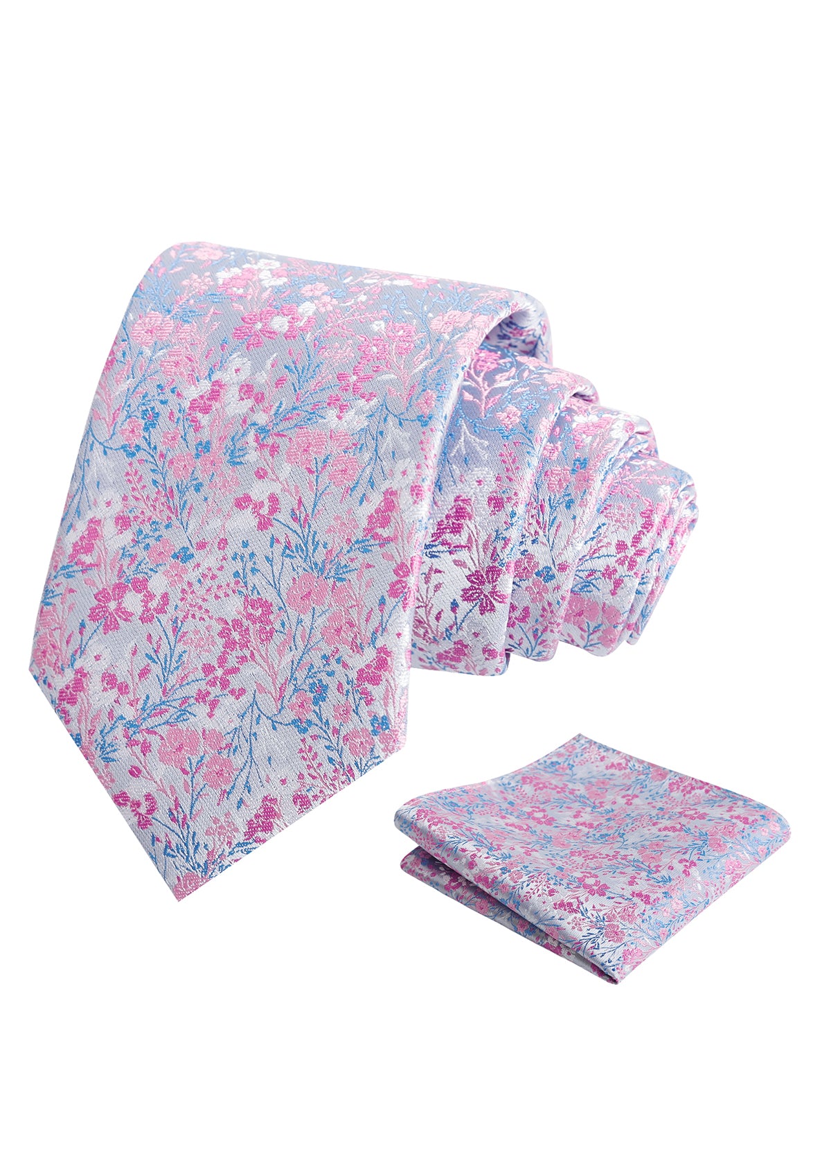 Mens 3.15inch Delicate Colorful Floral Tie with Garden Flower Print Pocket Square-918