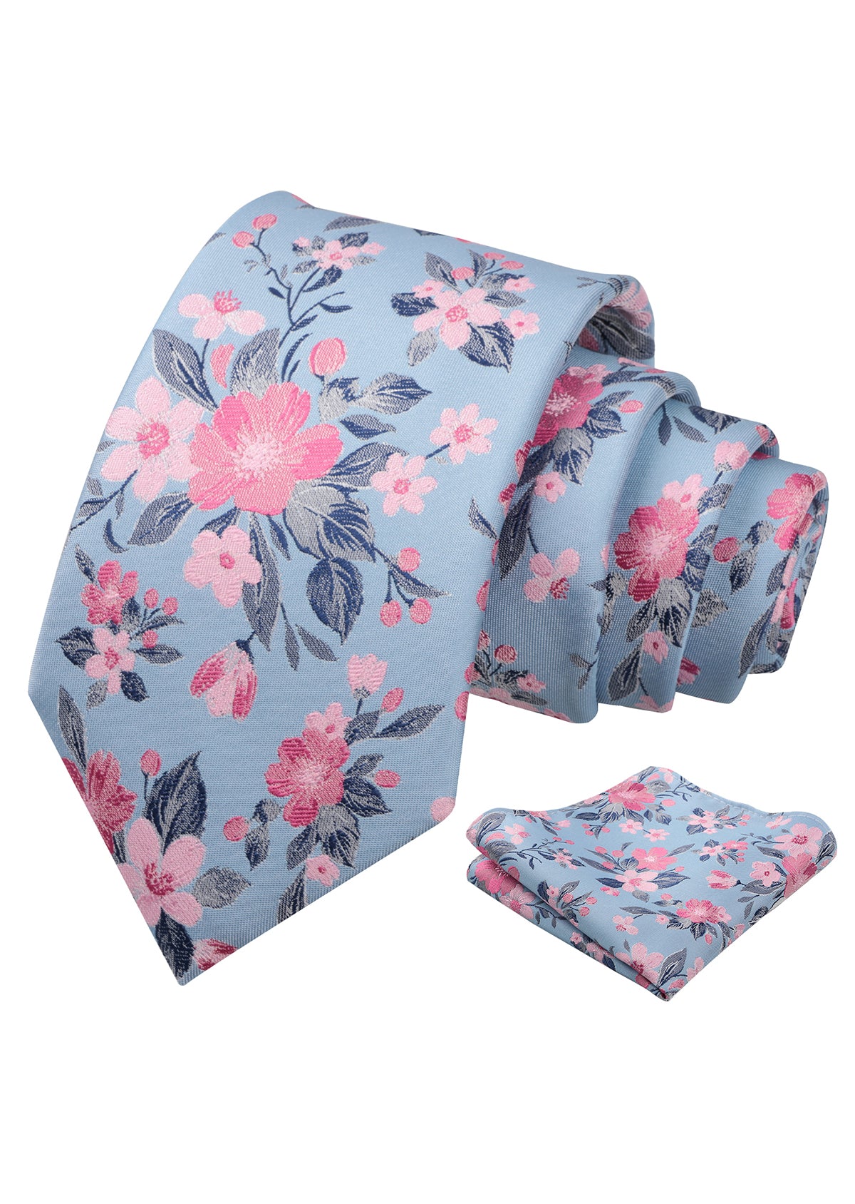 Mens 3.15inches Colorful Leaf Floral Artistic Pattern Tie with Pocket Square-934