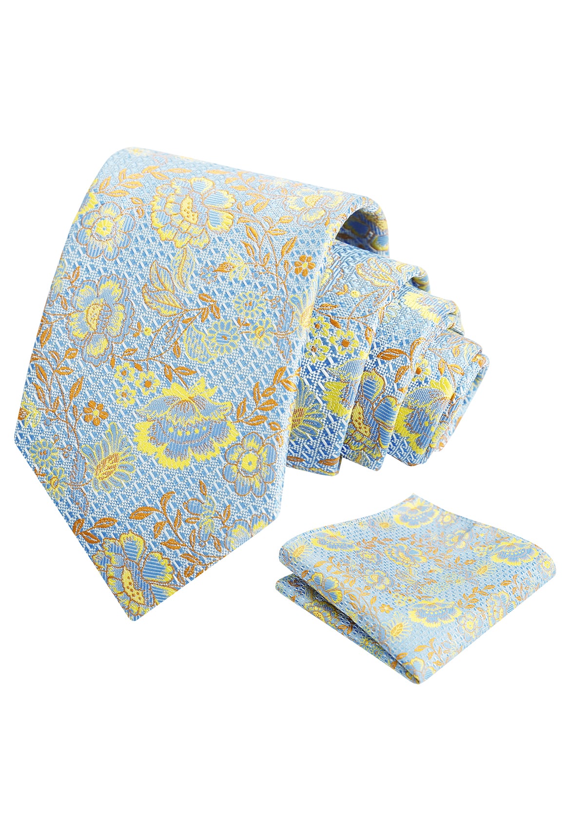 Mens 3.15'' Leaf Flower Pattern Tie with Floral Pocket Square Set-148