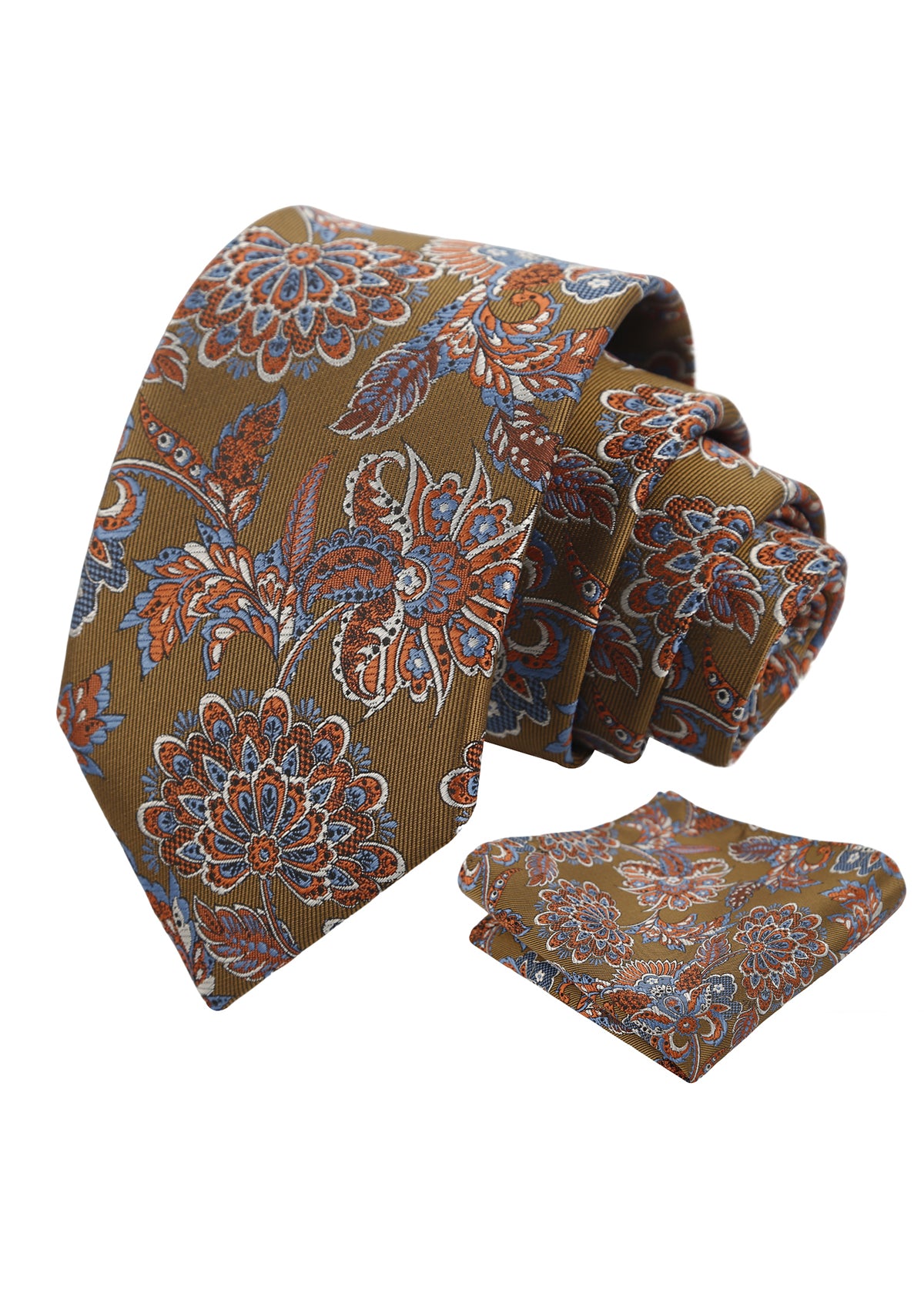 Mens 3.15'' Vintage Luxury Intricate Floral Necktie with Pocket Square for Wedding-955