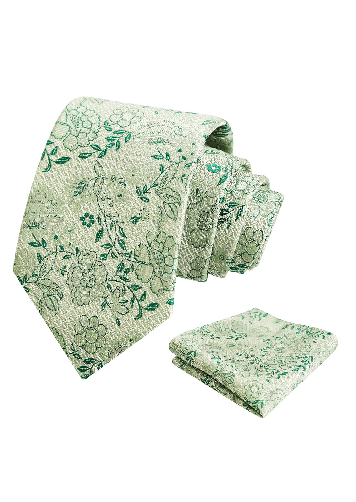 Mens 3.15'' Leaf Flower Pattern Tie with Floral Pocket Square Set-148