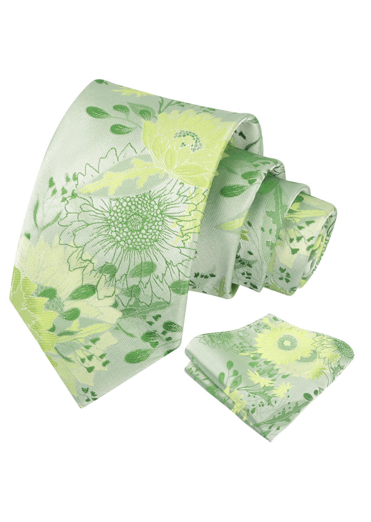 Mens Large Chrysanthemum Bloom Floral Tie Set with Pocket Square-938