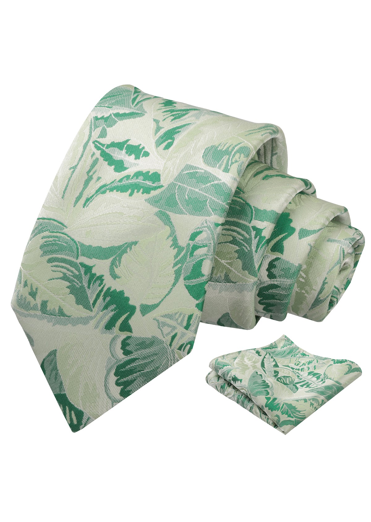 Mens 3.15inch Novelty Painting Tropical Leaf Pattern Tie with Pocket Square-935