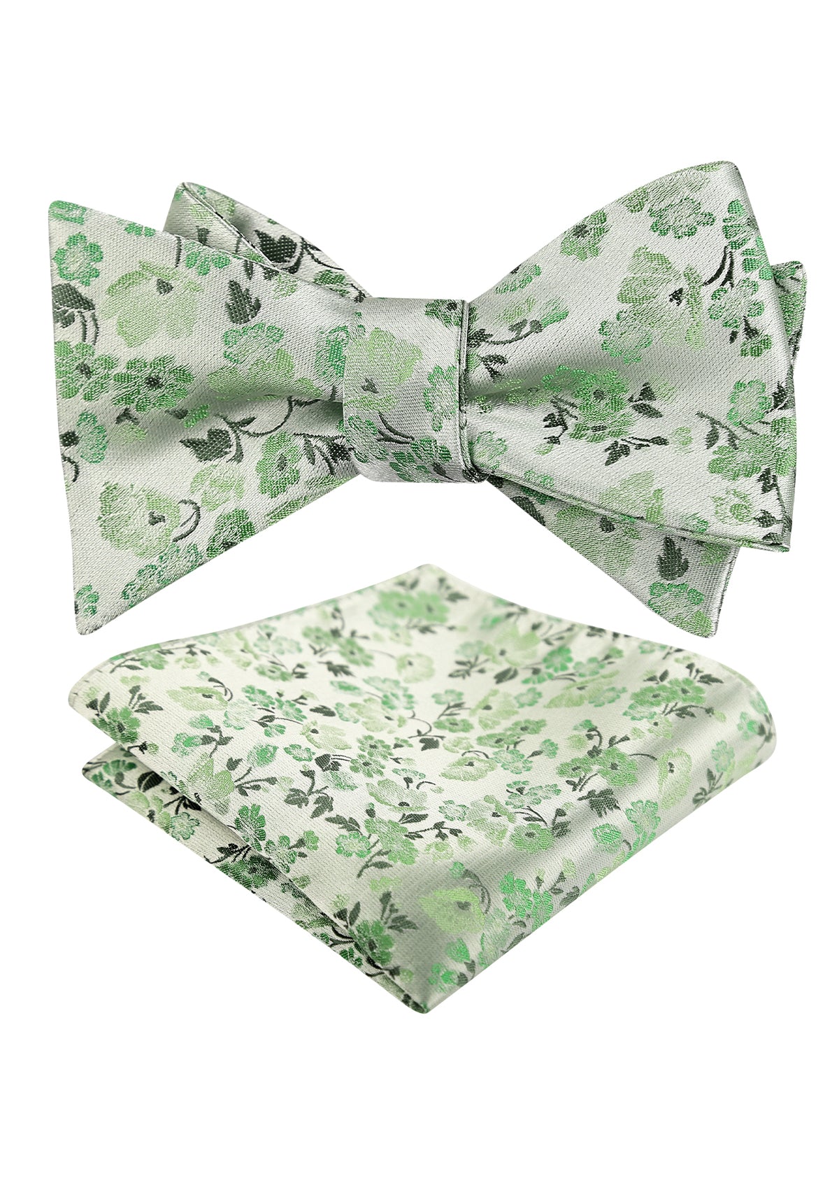 Mens 2pcs Self-tied Elegant Floral Pattern Bow Tie with Pocket Square Set-050