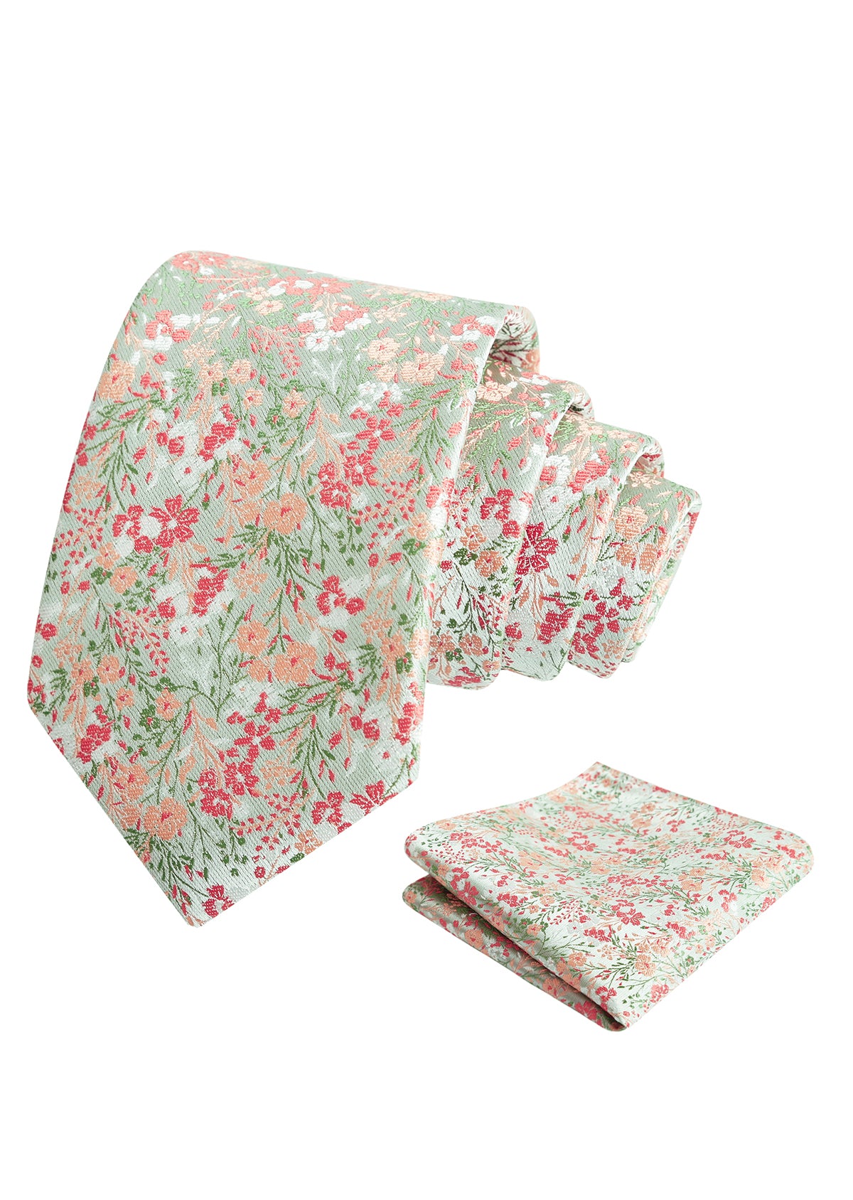 Mens 3.15inch Delicate Colorful Floral Tie with Garden Flower Print Pocket Square-918