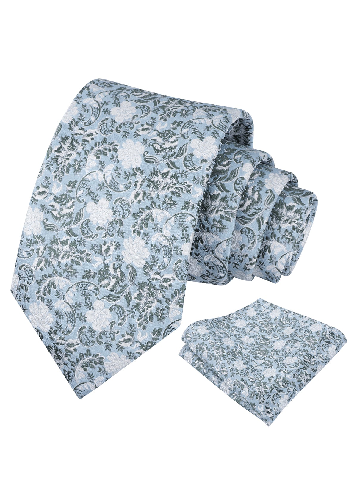 Mens 3.15inch Vintage Floral and Chic Foliage Pattern Necktie with Pocket Square-951