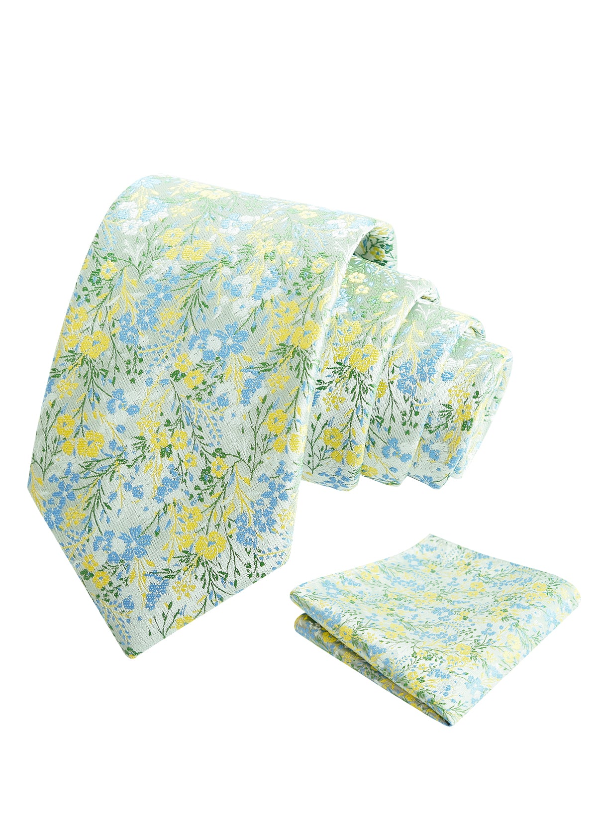 Mens 3.15inch Delicate Colorful Floral Tie with Garden Flower Print Pocket Square-918