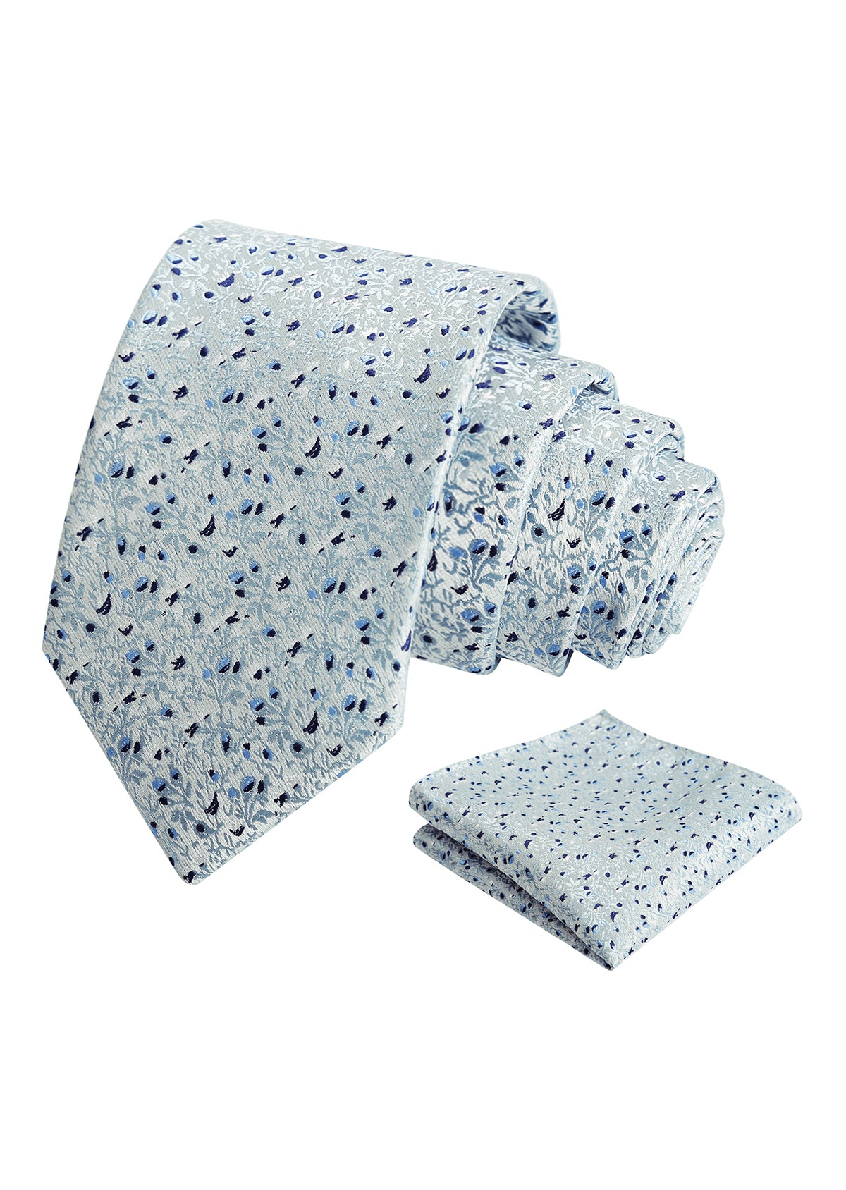 Mens 3.15inches Light Color Rustic Tie with Flower Printed Handkerchief-917