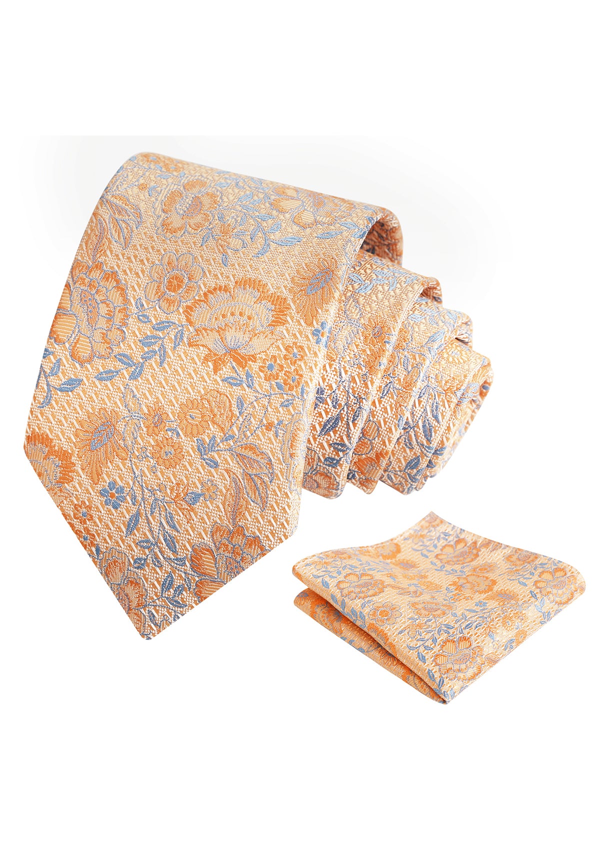 Mens 3.15'' Leaf Flower Pattern Tie with Floral Pocket Square Set-148