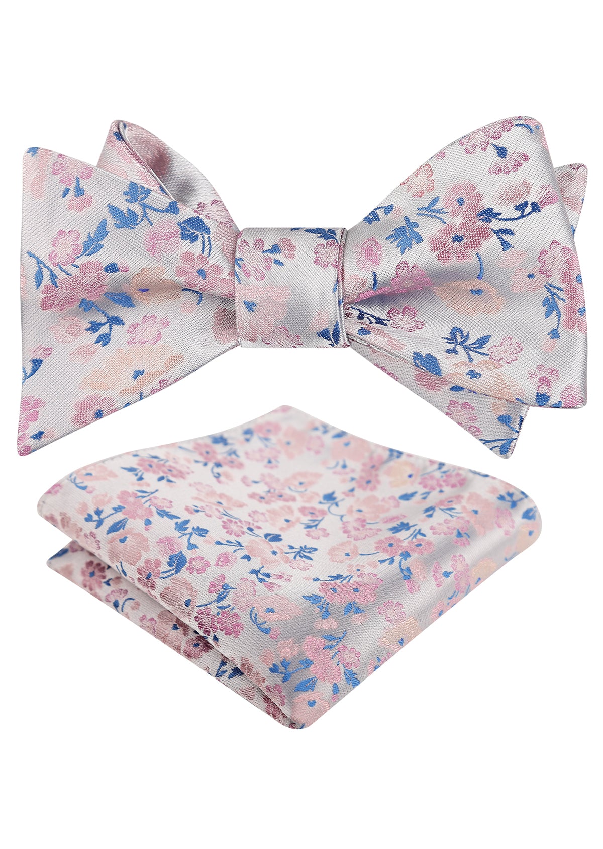 Mens 2pcs Self-tied Elegant Floral Pattern Bow Tie with Pocket Square Set-050