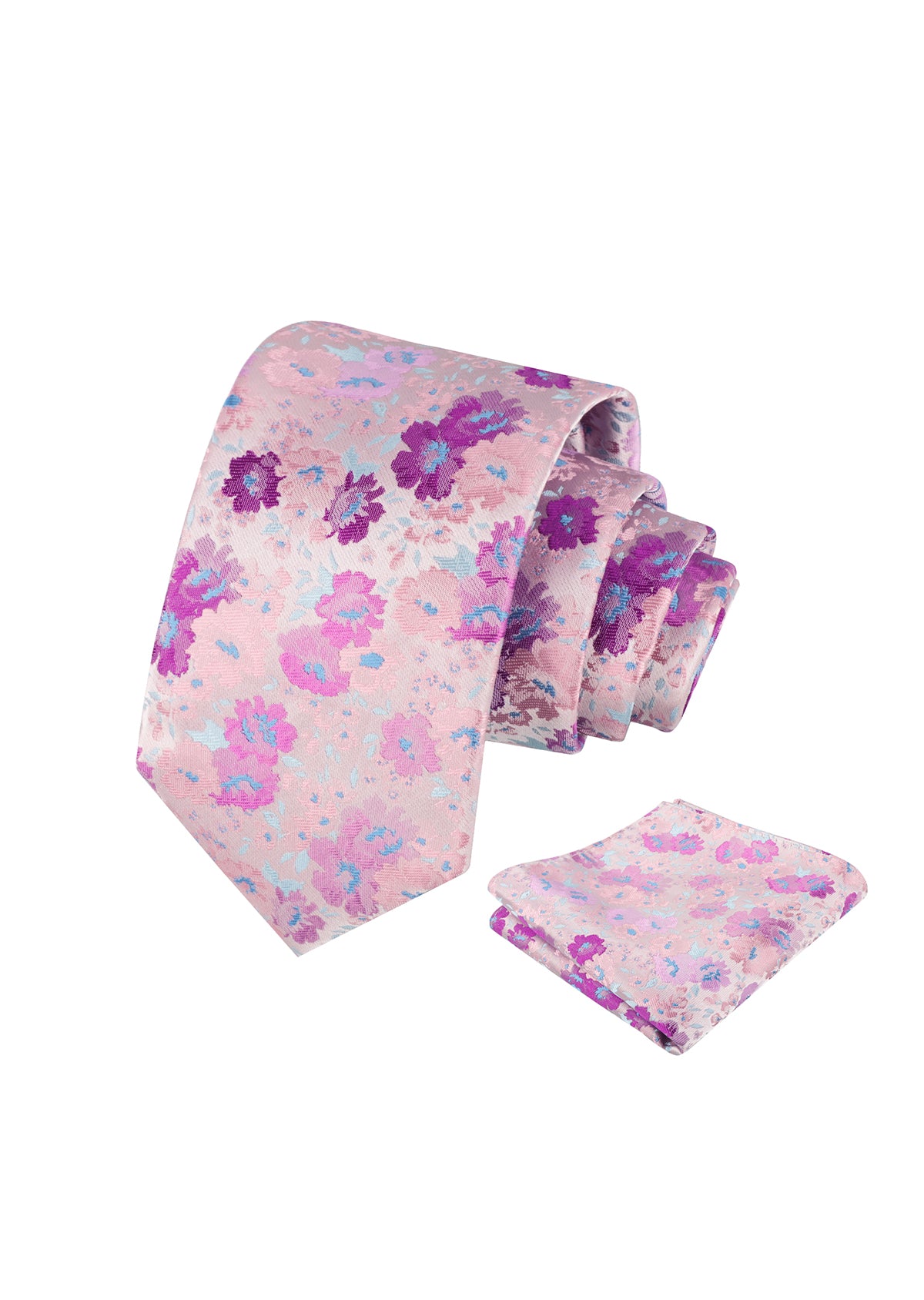 Mens 3.15inch Impressionist Painterly Garden-themed Necktie with Floral Printed Pocket Square-920