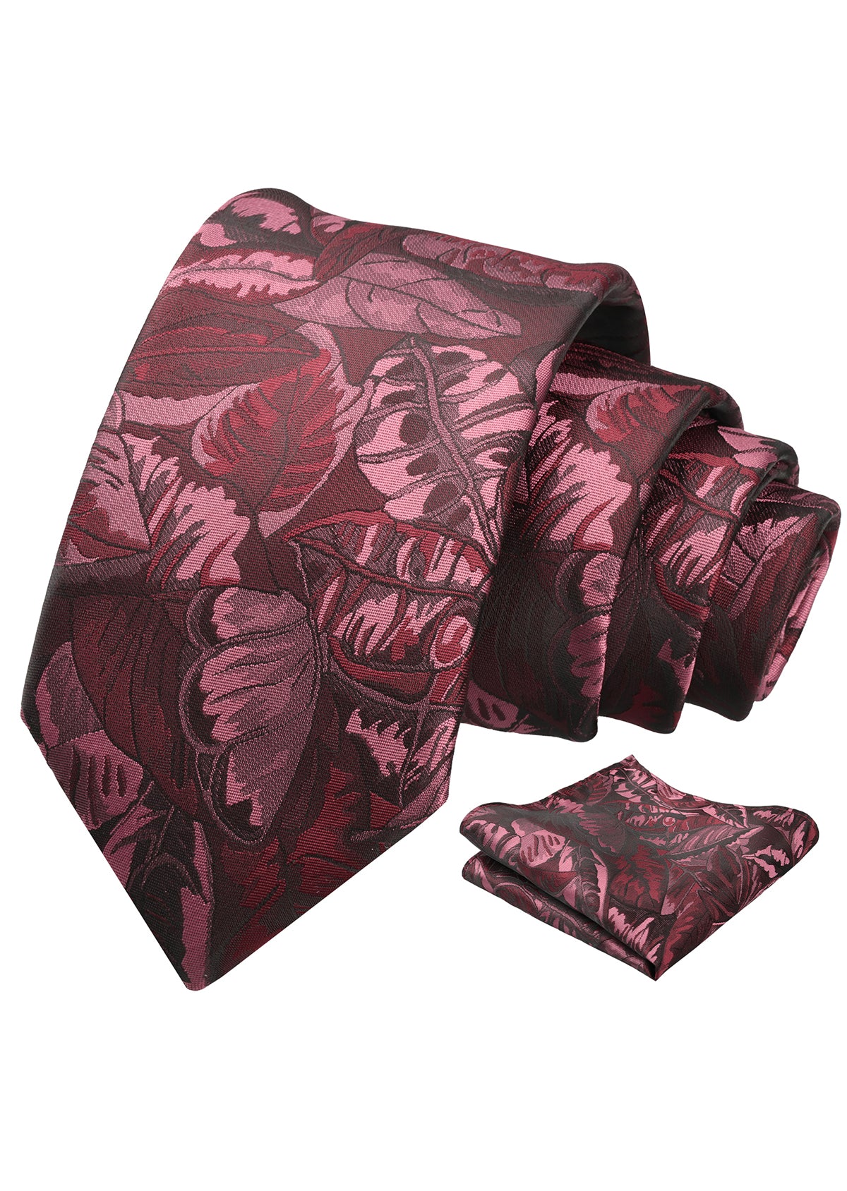 Mens 3.15inch Novelty Painting Tropical Leaf Pattern Tie with Pocket Square-935