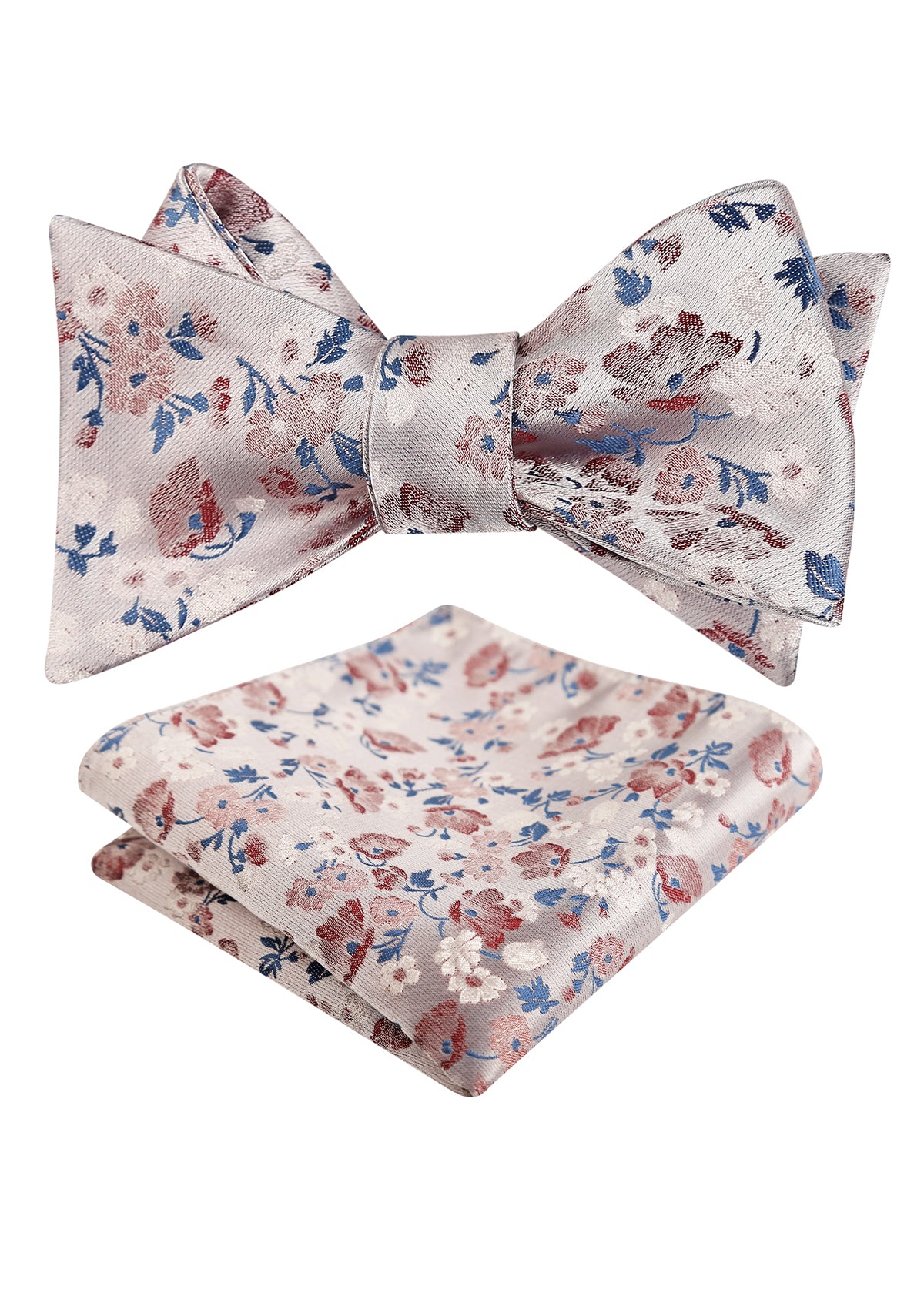 Mens 2pcs Self-tied Elegant Floral Pattern Bow Tie with Pocket Square Set-050