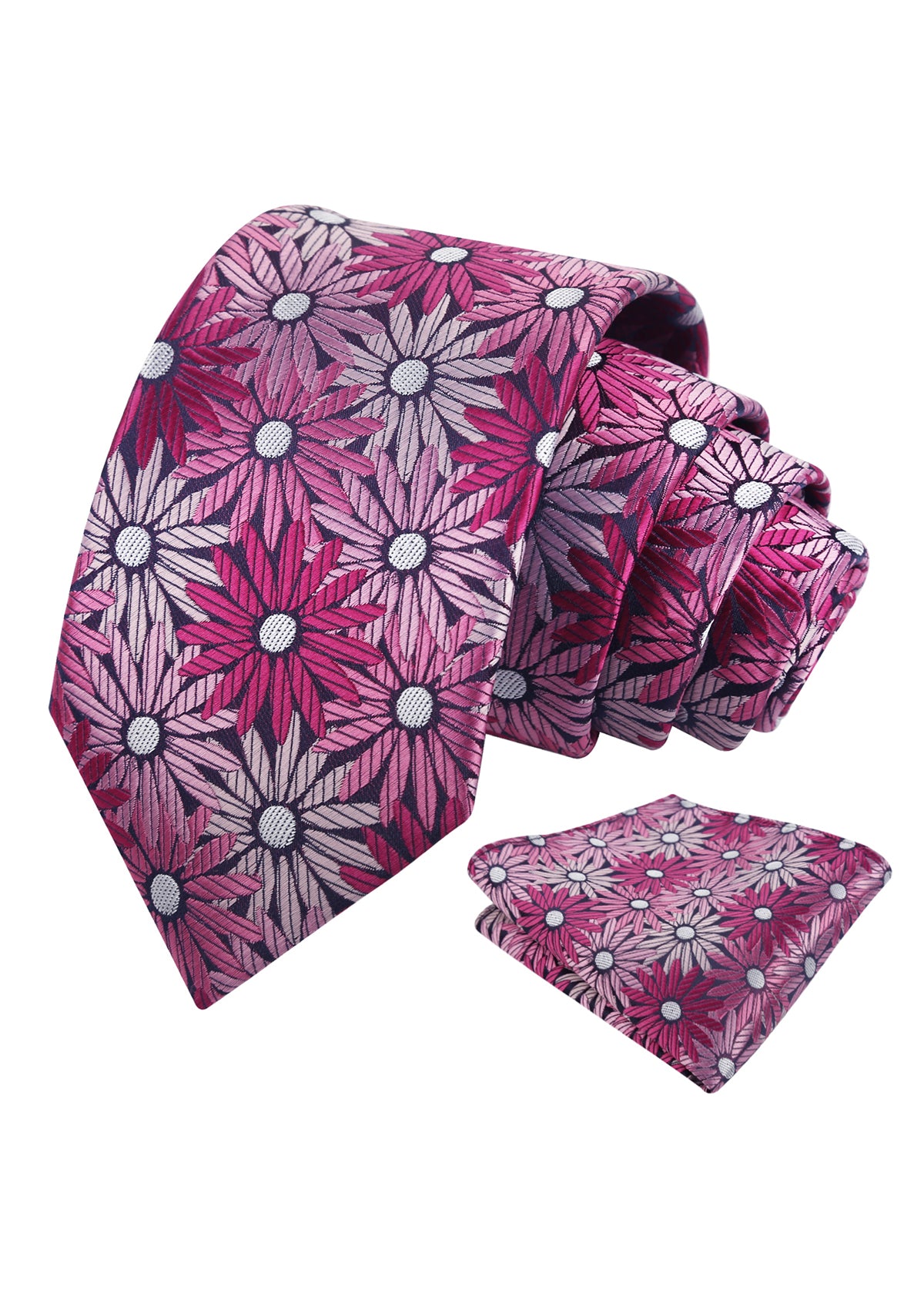 Mens 3.15'' Colorful Flower Necktie and Pocket Square Set Wedding Casual Rustic Tie and Hanky Set-941