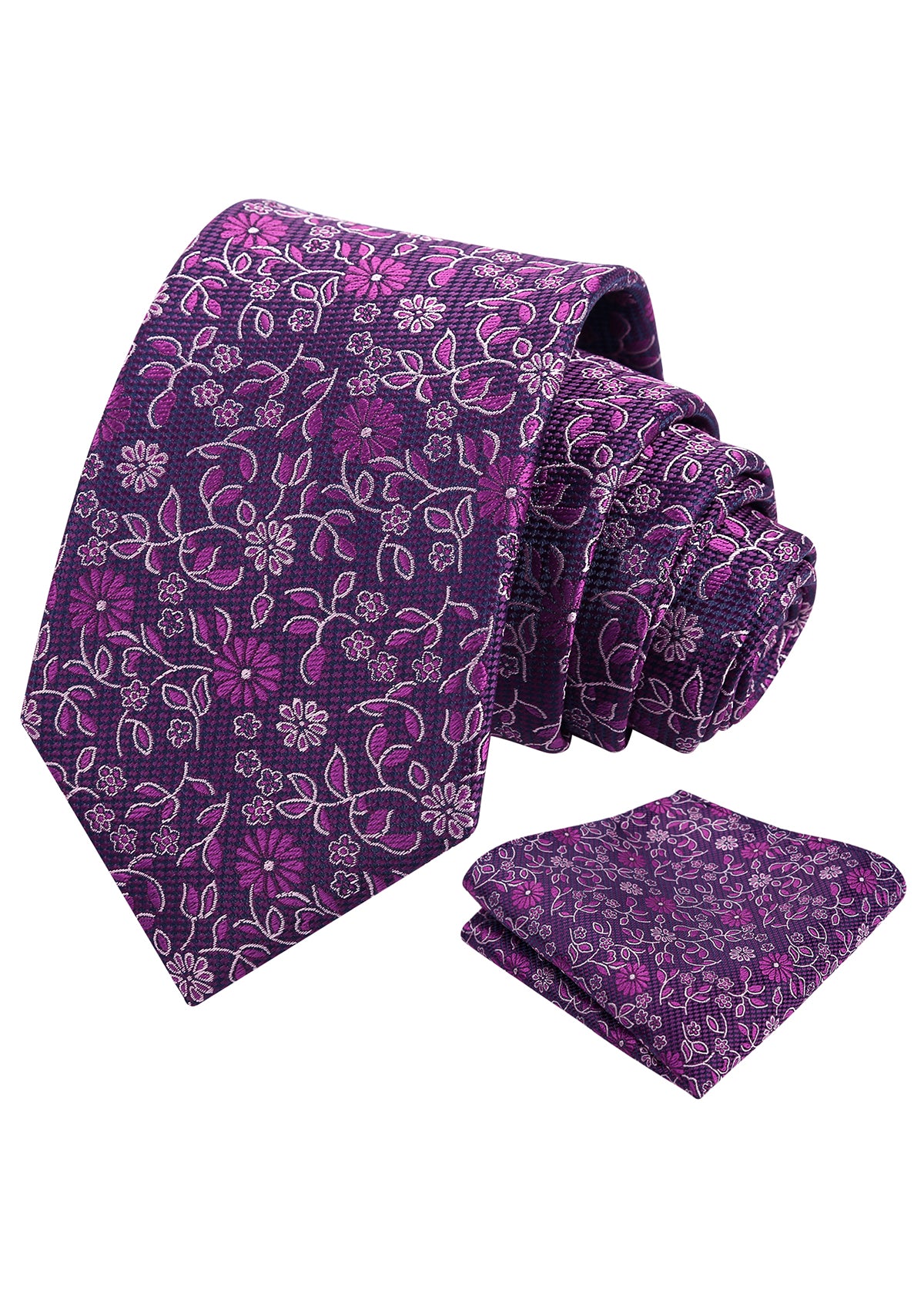 Mens Vintage Daisy and Leaf Tie Set with Pocket Square for Romantic Occasions-937