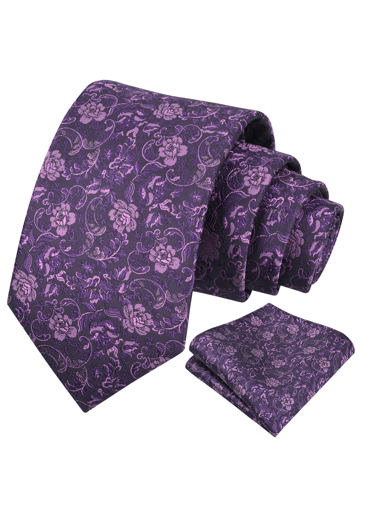 Mens 3.15inch Vintage Floral and Chic Foliage Pattern Necktie with Pocket Square-951