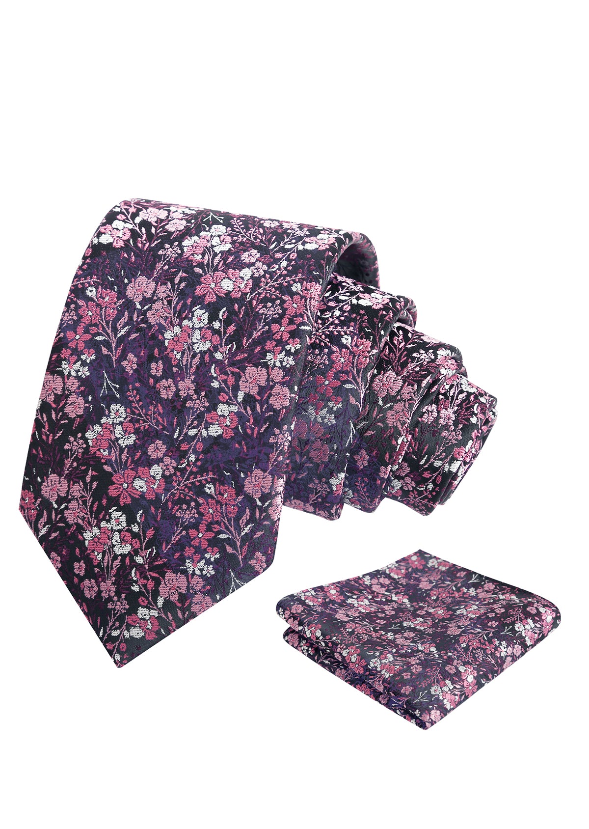 Mens 3.15inch Delicate Colorful Floral Tie with Garden Flower Print Pocket Square-918
