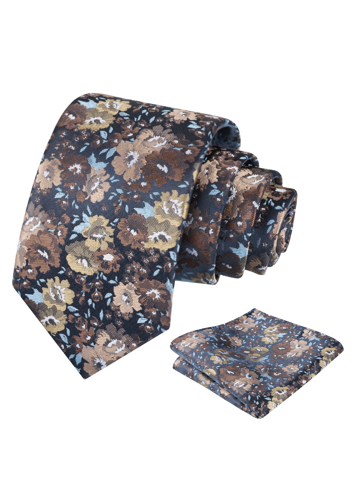 Mens 3.15inch Impressionist Painterly Garden-themed Necktie with Floral Printed Pocket Square-920