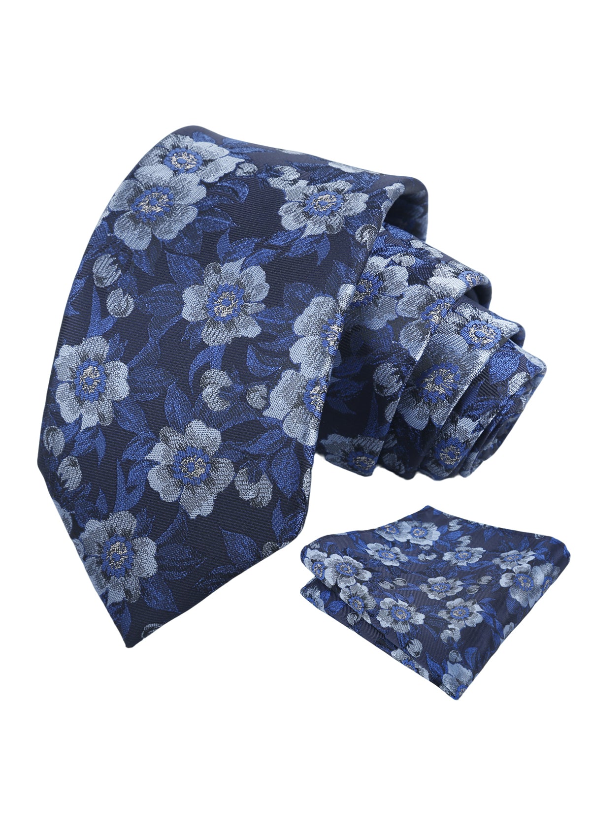Mens Vintage Camellia Floral Tie Set with Pocket Square in Subdued Tones-942