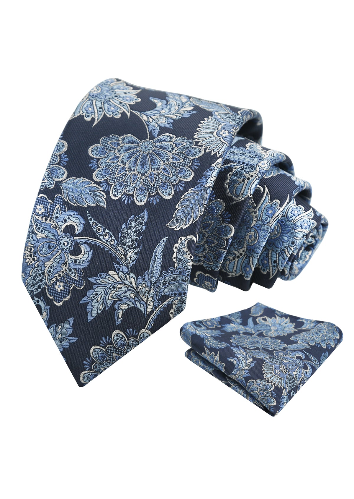 Mens 3.15'' Vintage Luxury Intricate Floral Necktie with Pocket Square for Wedding-955