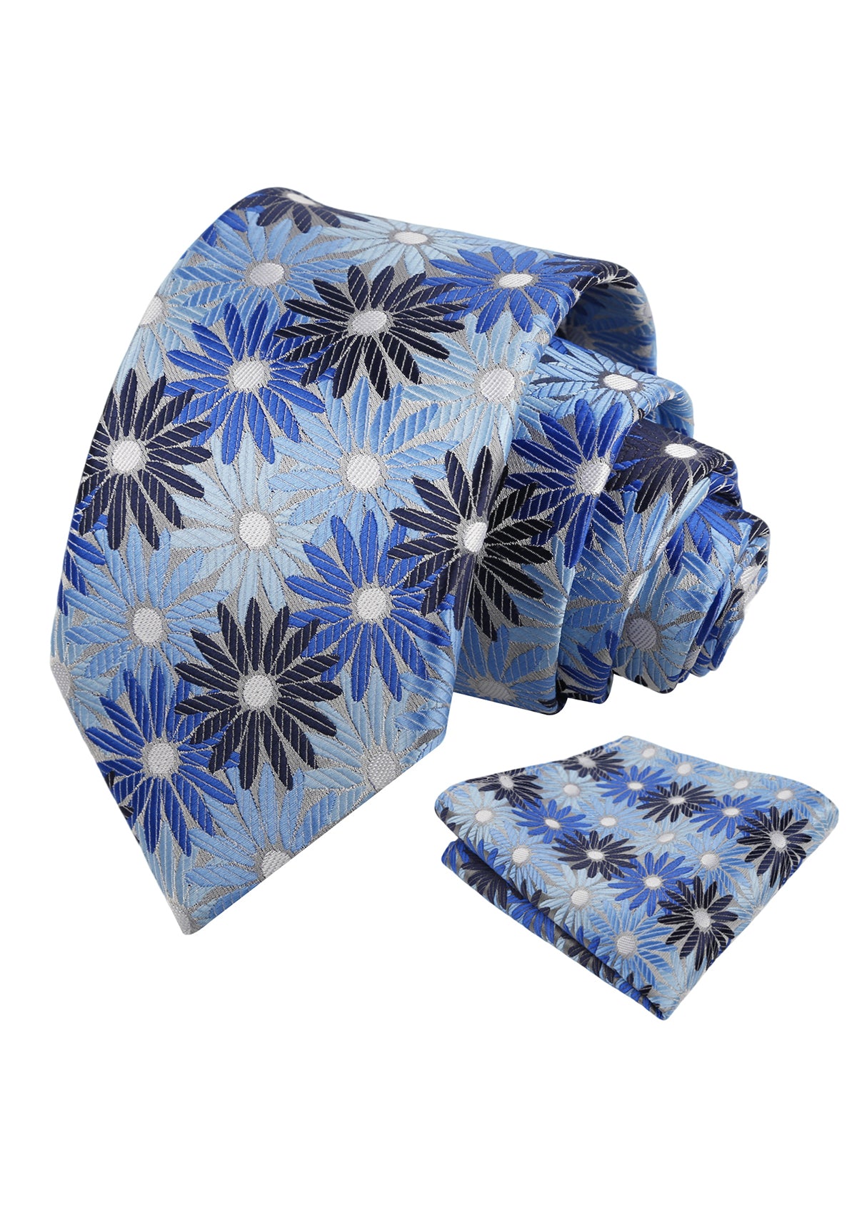 Mens 3.15'' Colorful Flower Necktie and Pocket Square Set Wedding Casual Rustic Tie and Hanky Set-941