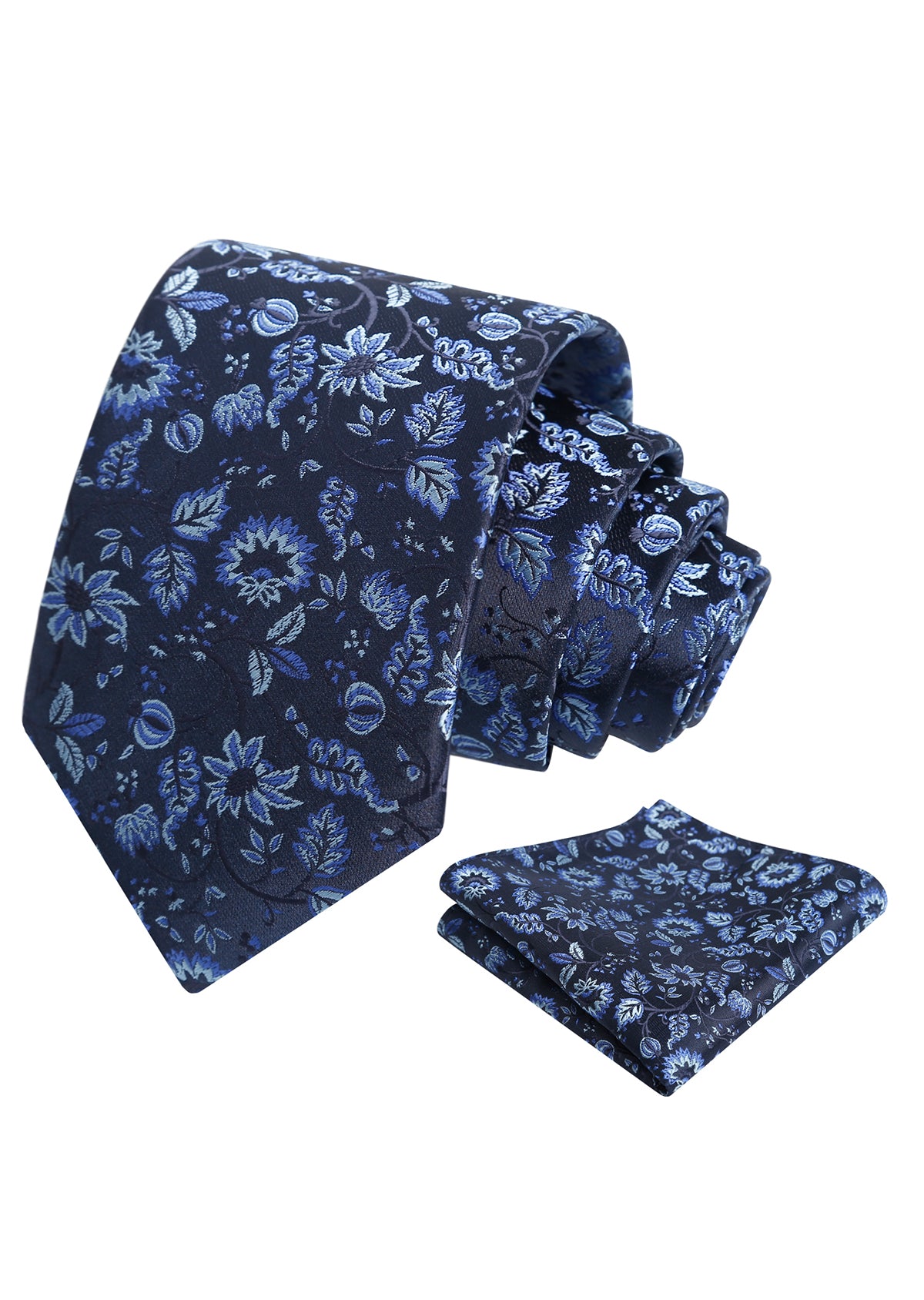 Mens 3.15inches Leaf Flower Pattern Tie with Floral Pocket Square Set-922