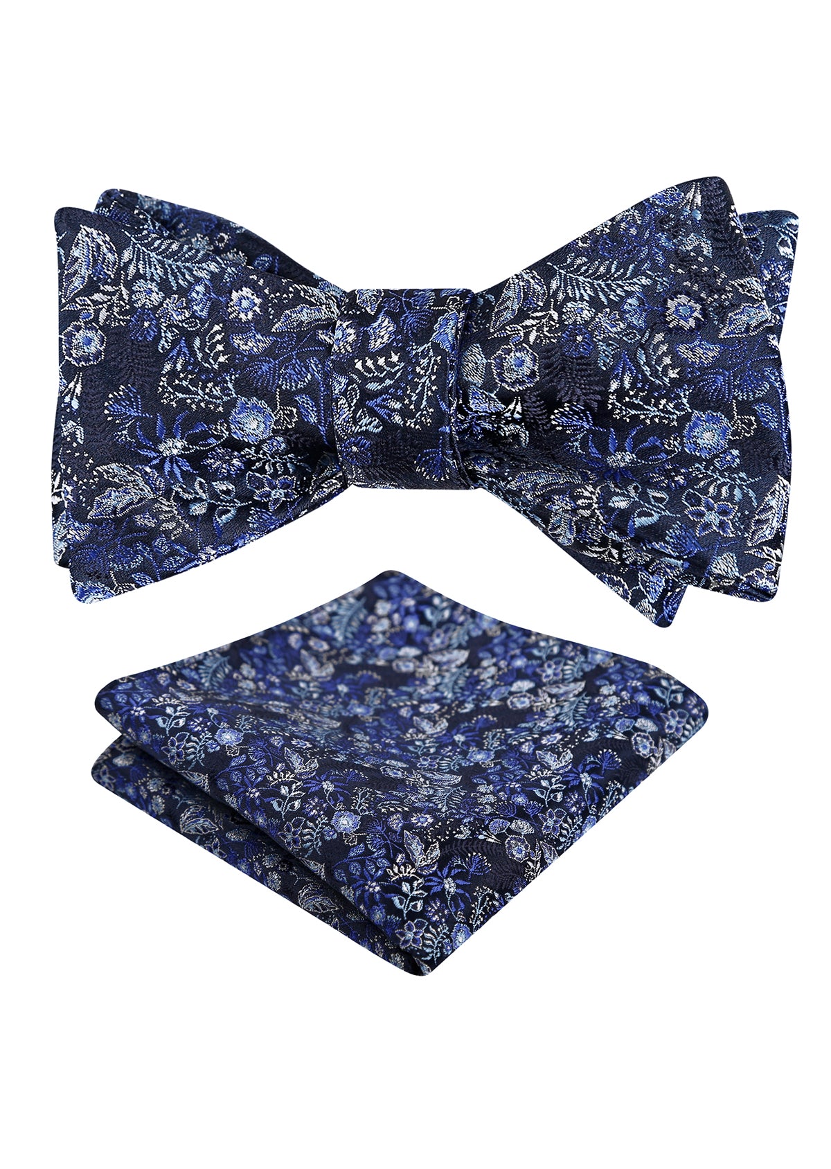 Mens 2pcs Self-tied Vintage Floral Leaf Pattern Bow Tie with Pocket Square Set-032