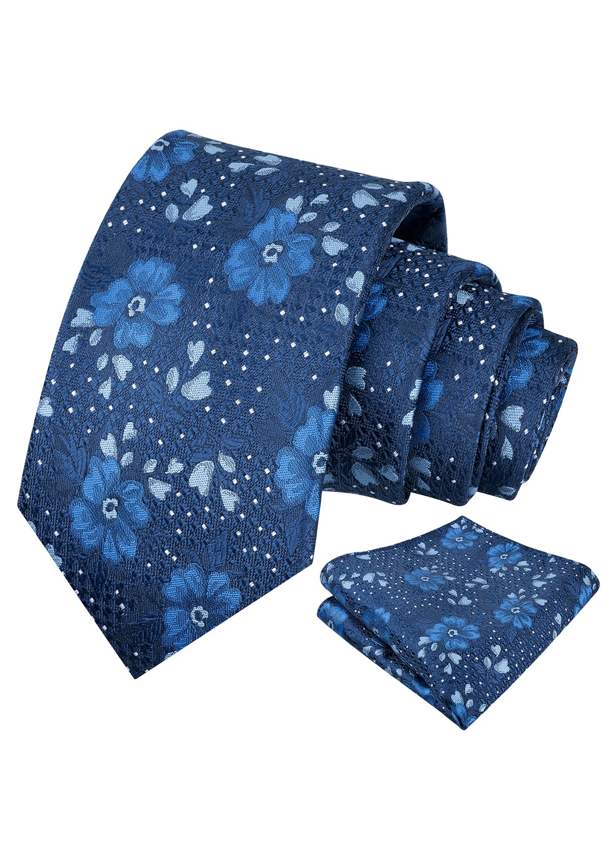 Mens Exquisite Small Floral and Polka Dot Tie Set for Vintage Style Weddings and Holiday Parties-940