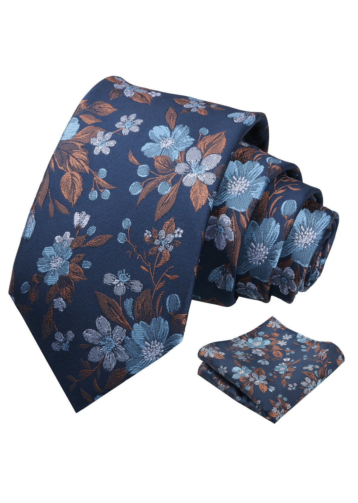 Mens 3.15inches Colorful Leaf Floral Artistic Pattern Tie with Pocket Square-934