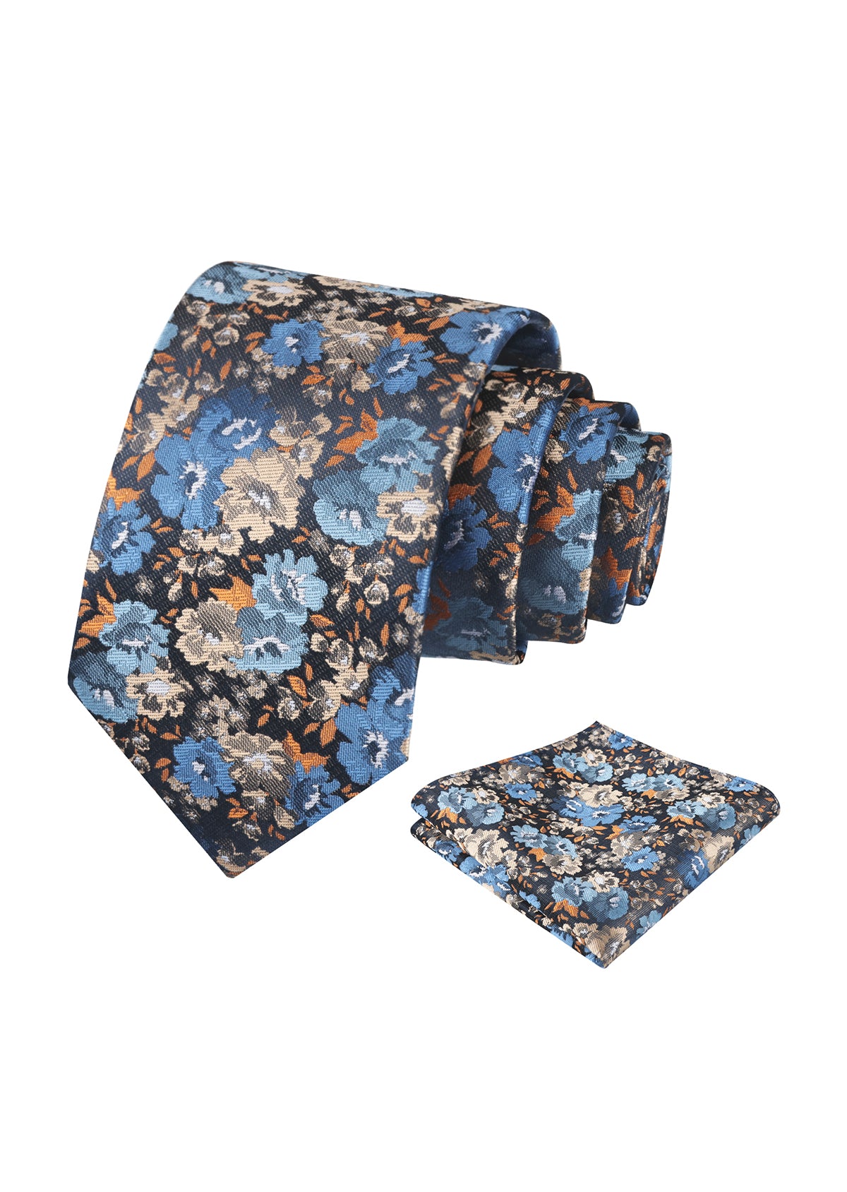 Mens 3.15inch Impressionist Painterly Garden-themed Necktie with Floral Printed Pocket Square-920