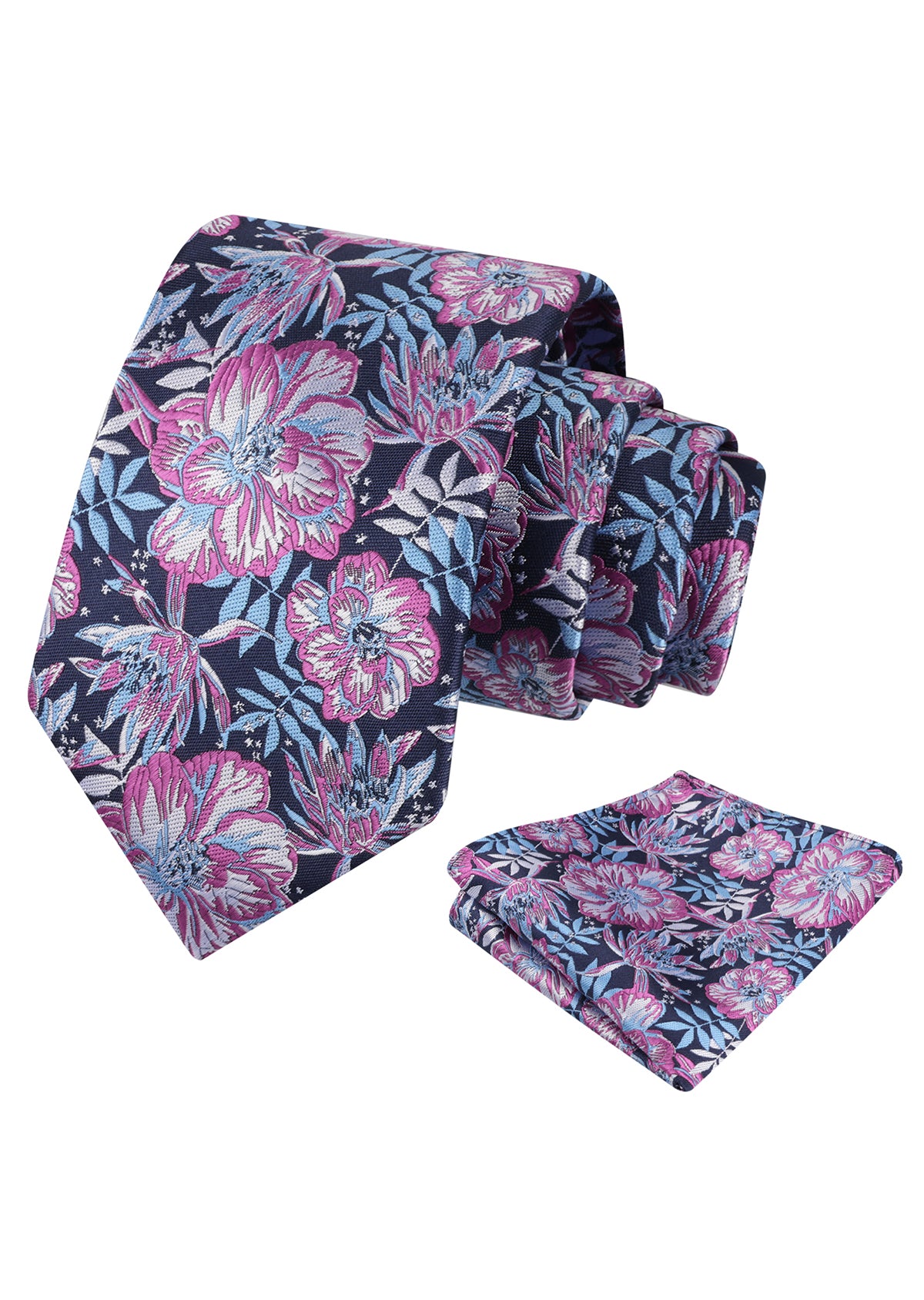 Mens 3.15inch Vibrant Floral Necktie with Blooms Pocket Square-921