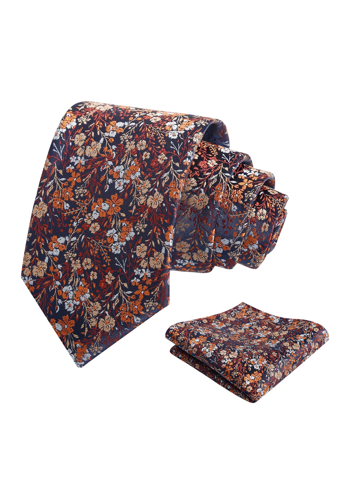 Mens 3.15inch Delicate Colorful Floral Tie with Garden Flower Print Pocket Square-918