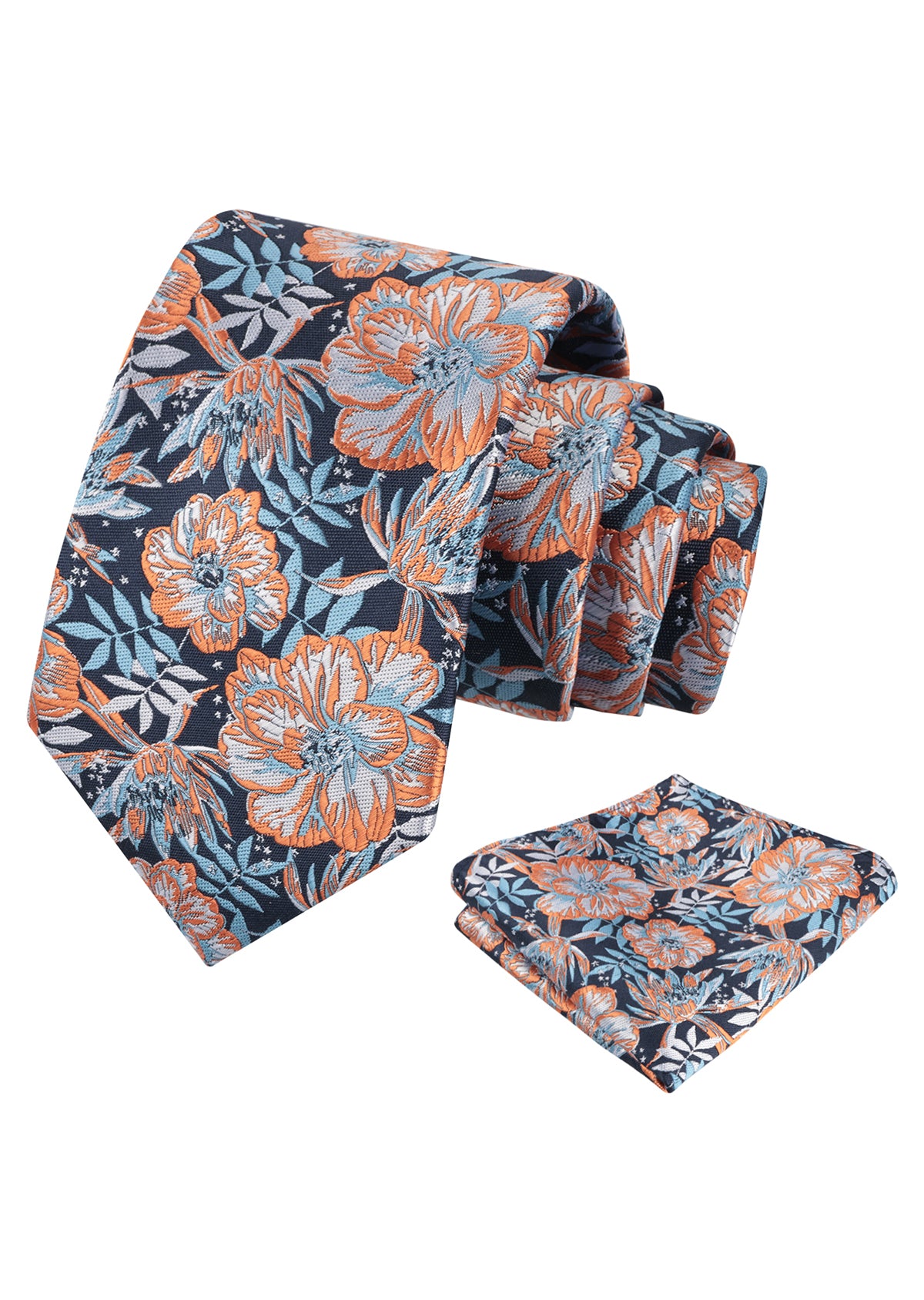 Mens 3.15inch Vibrant Floral Necktie with Blooms Pocket Square-921