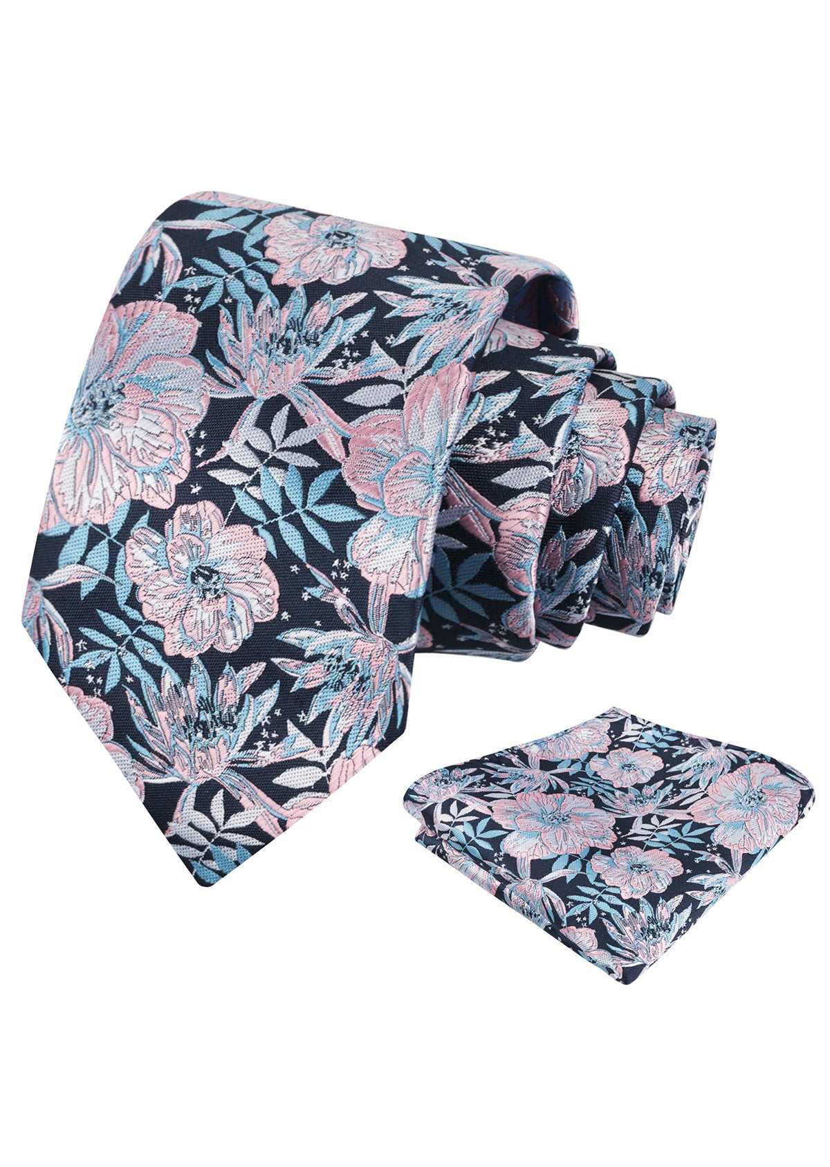 Mens 3.15inch Vibrant Floral Necktie with Blooms Pocket Square-921