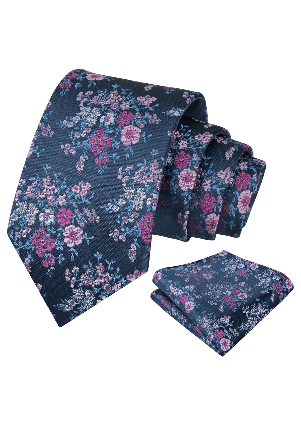 Mens Ditsy Floral Tie Set 3.15 Inch Elegant Small Print with Pocket Square for All-occasion Wear-939
