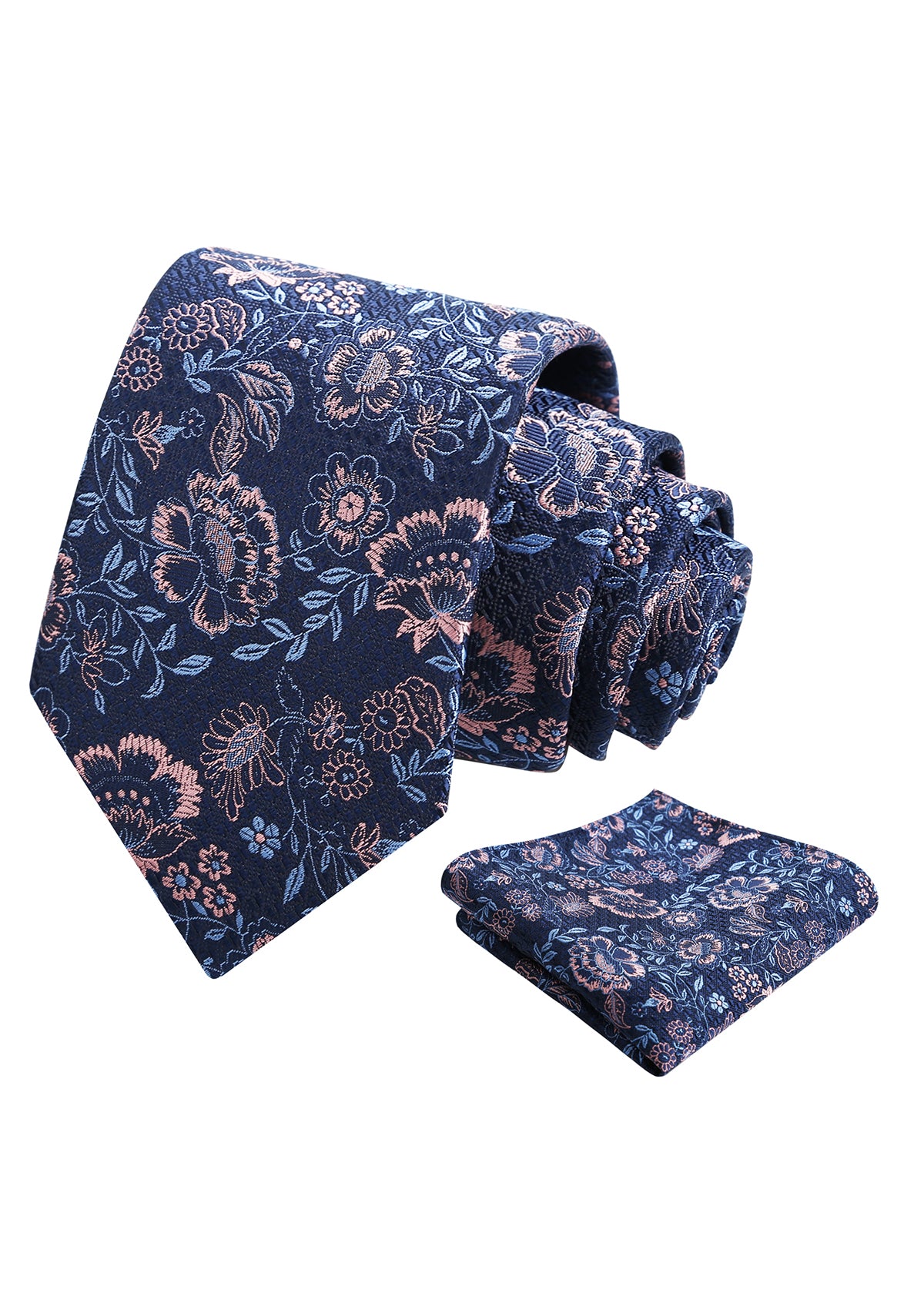 Mens 3.15'' Leaf Flower Pattern Tie with Floral Pocket Square Set-148