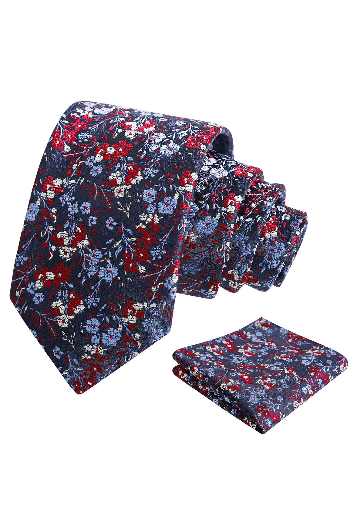 Mens 3.15inch Delicate Colorful Floral Tie with Garden Flower Print Pocket Square-918