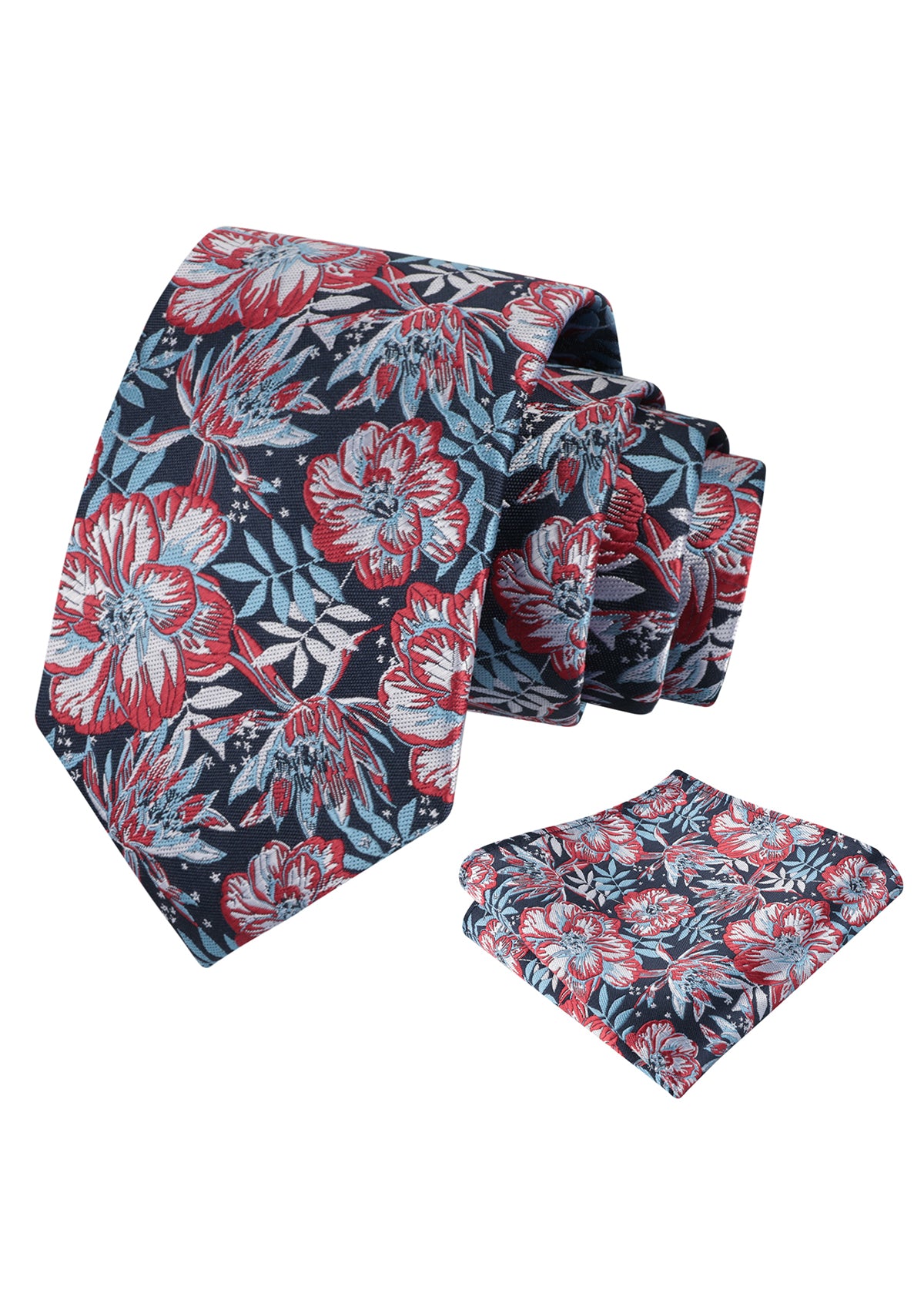 Mens 3.15inch Vibrant Floral Necktie with Blooms Pocket Square-921