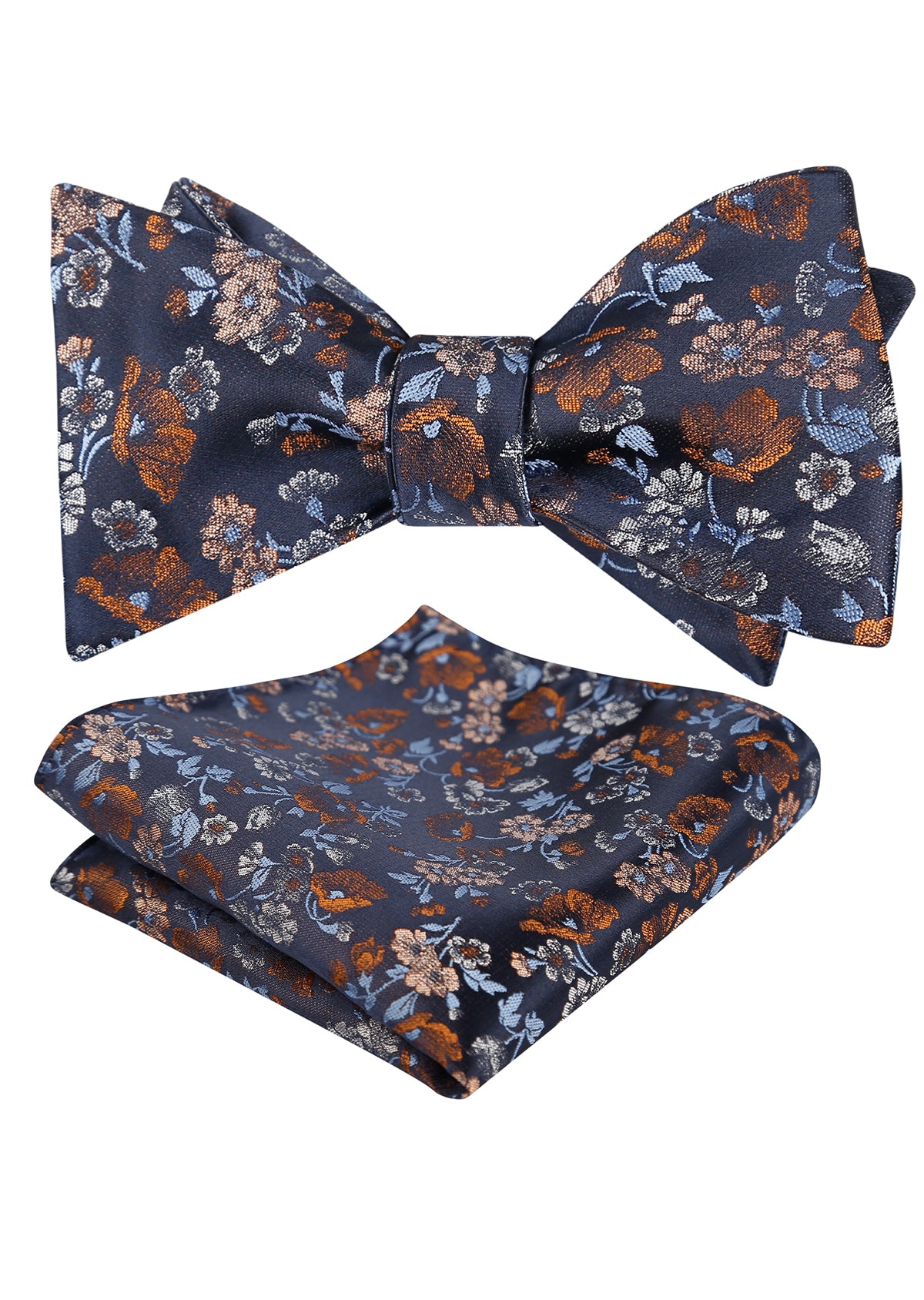 Mens 2pcs Self-tied Elegant Floral Pattern Bow Tie with Pocket Square Set-050