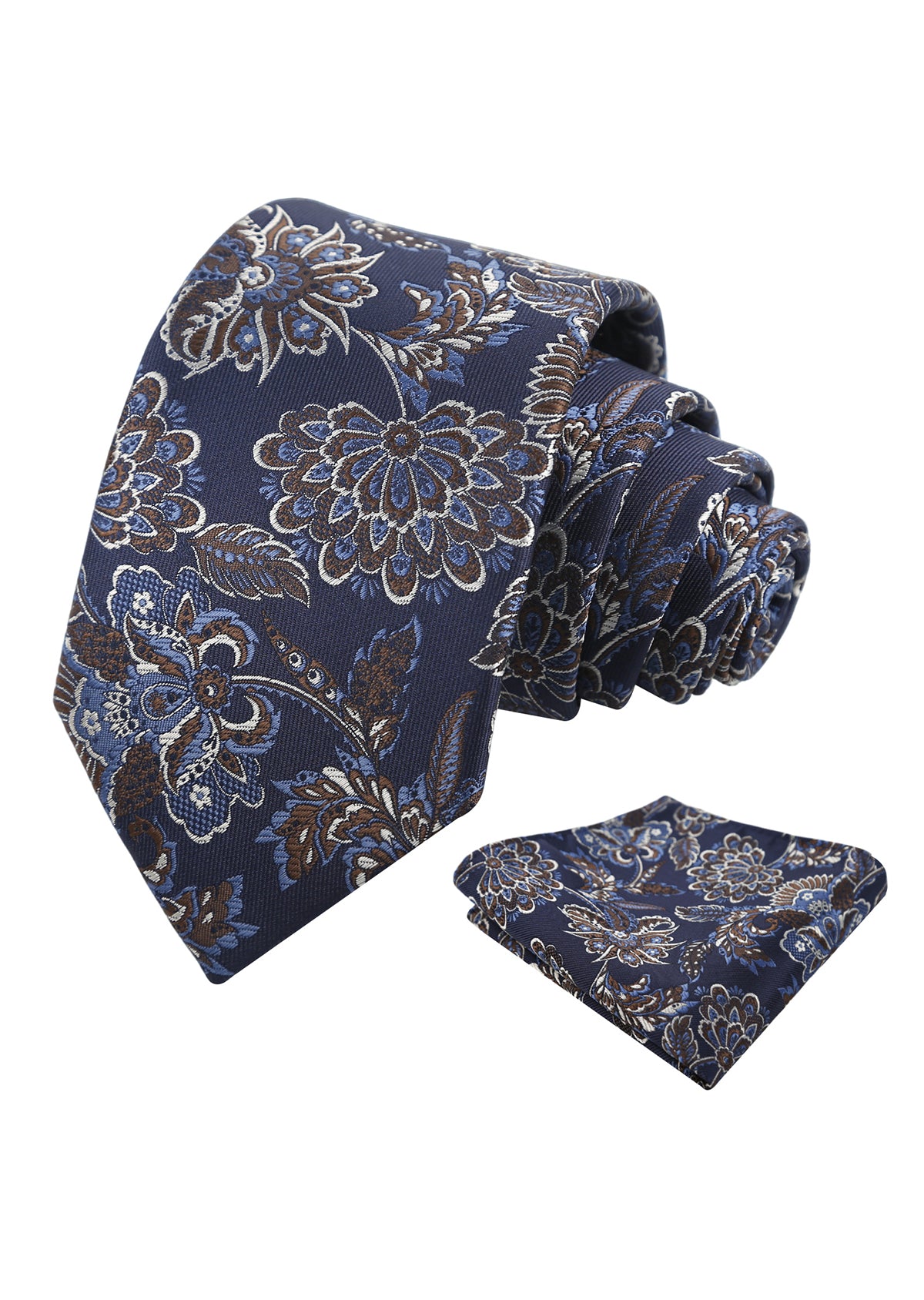 Mens 3.15'' Vintage Luxury Intricate Floral Necktie with Pocket Square for Wedding-955