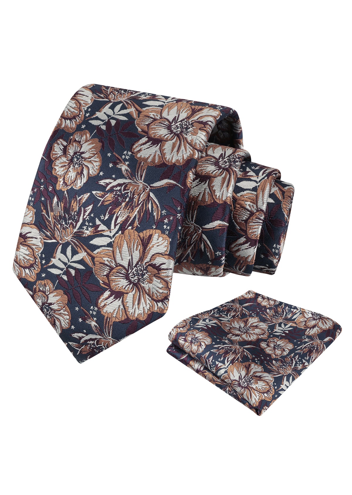 Mens 3.15inch Vibrant Floral Necktie with Blooms Pocket Square-921