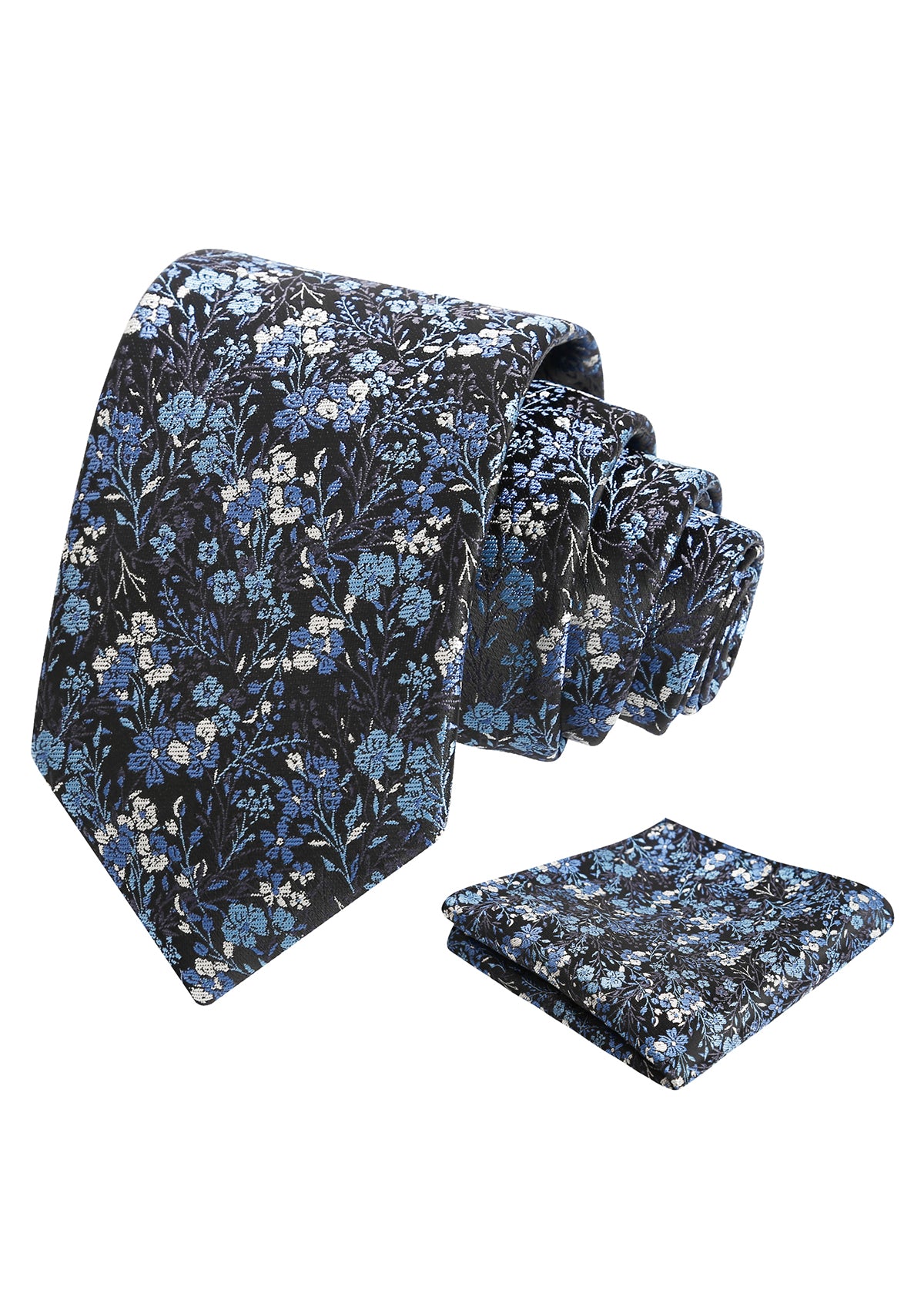 Mens 3.15inch Delicate Colorful Floral Tie with Garden Flower Print Pocket Square-918