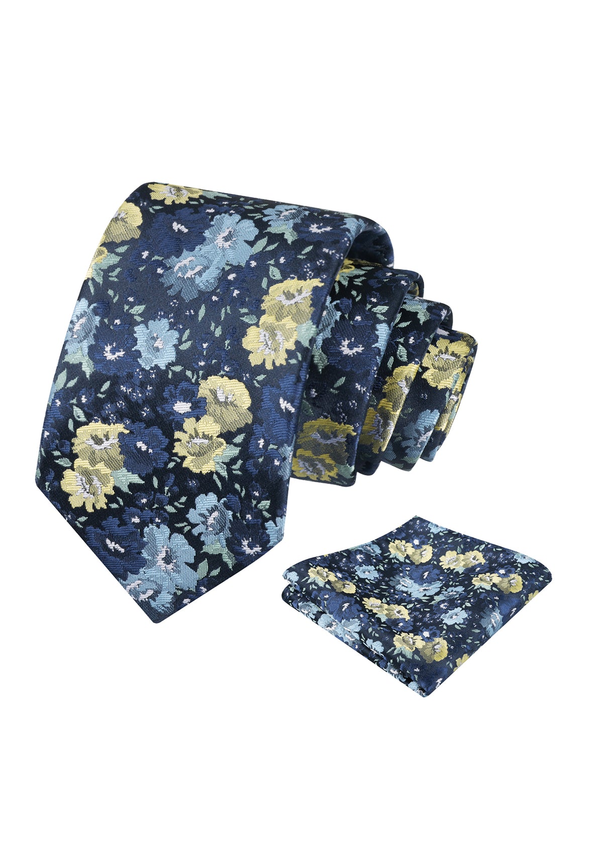 Mens 3.15inch Impressionist Painterly Garden-themed Necktie with Floral Printed Pocket Square-920