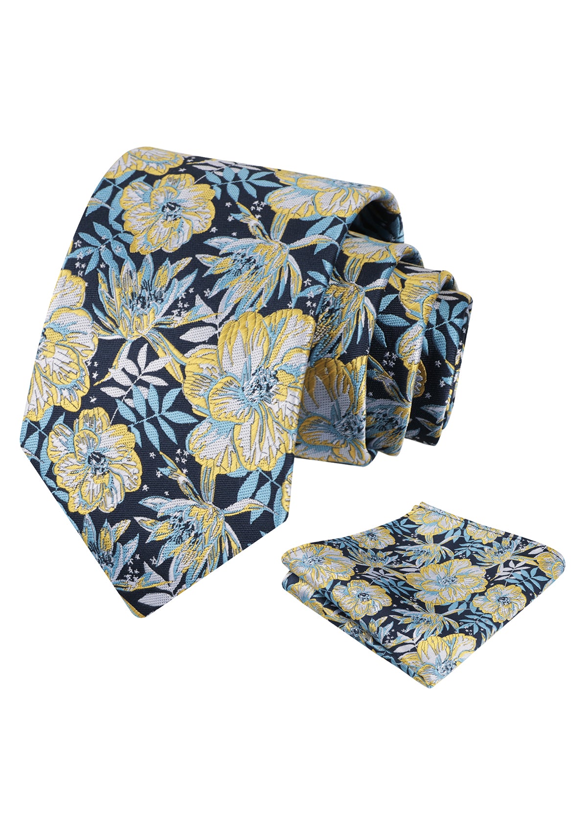 Mens 3.15inch Vibrant Floral Necktie with Blooms Pocket Square-921