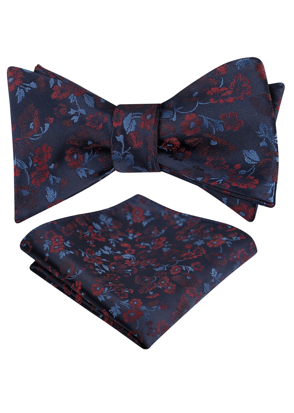 Mens 2pcs Self-tied Elegant Floral Pattern Bow Tie with Pocket Square Set-050