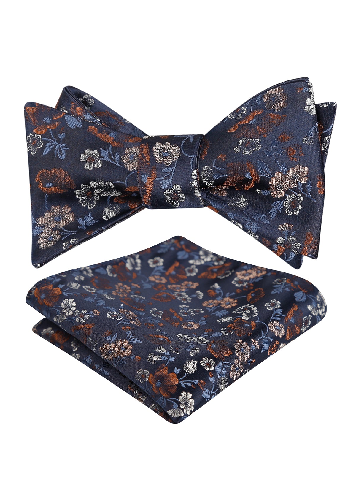 Mens 2pcs Self-tied Elegant Floral Pattern Bow Tie with Pocket Square Set-050