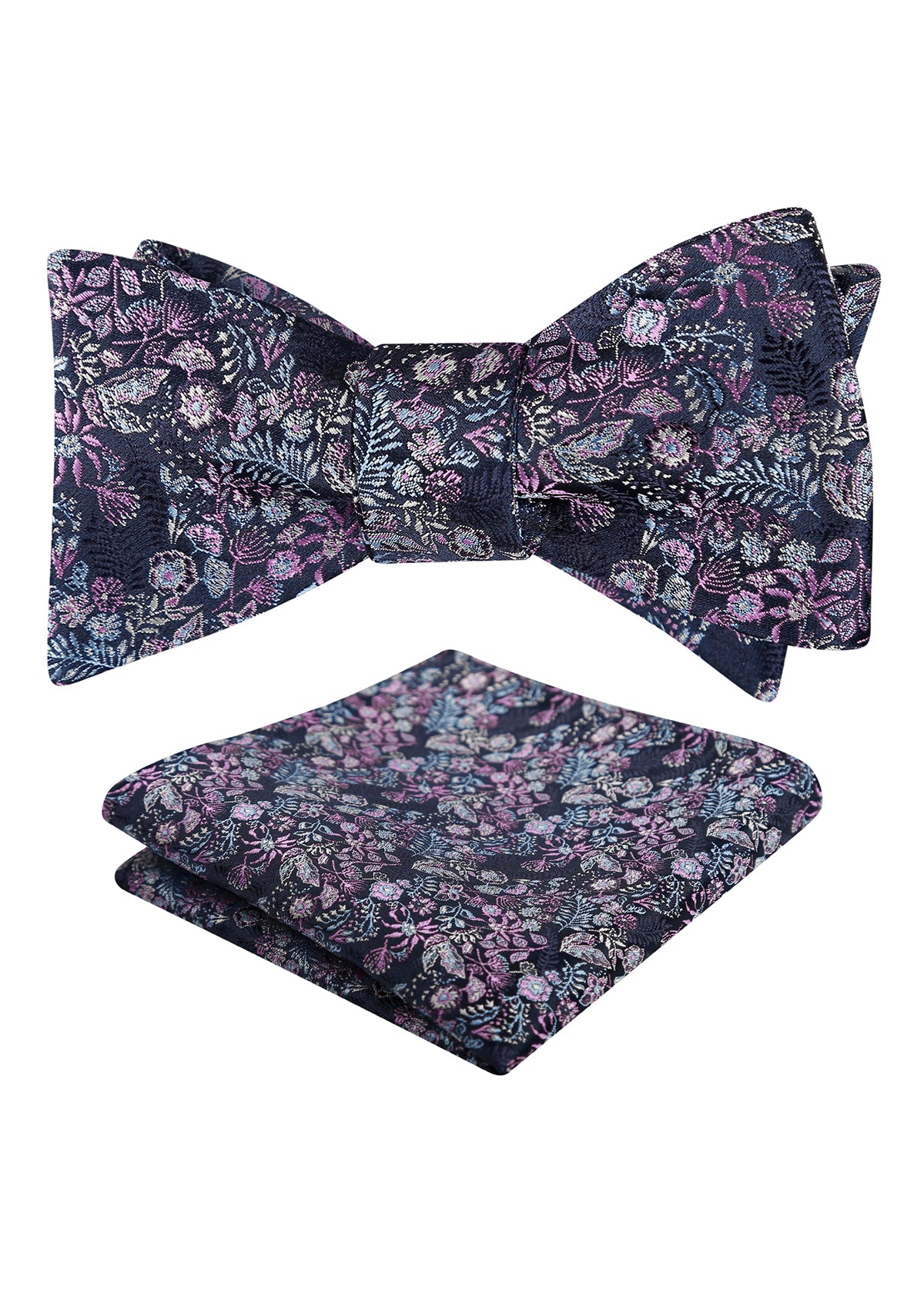 Mens 2pcs Self-tied Vintage Floral Leaf Pattern Bow Tie with Pocket Square Set-032