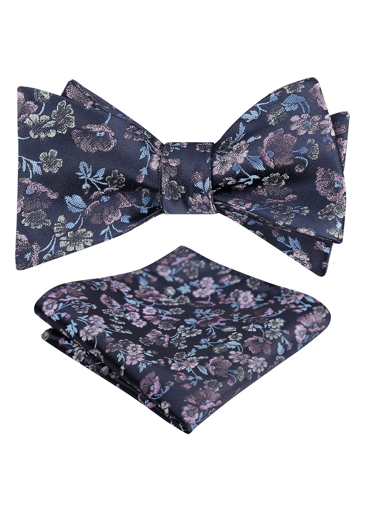 Mens 2pcs Self-tied Elegant Floral Pattern Bow Tie with Pocket Square Set-050